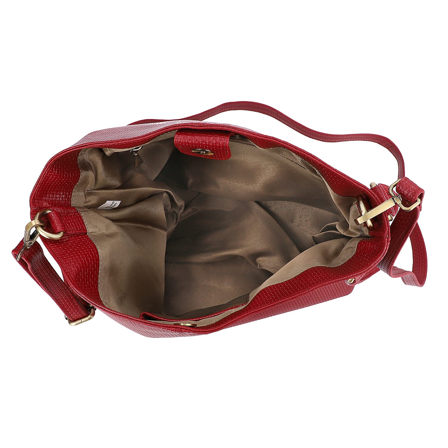 100% Genuine Leather Weave Pattern Designer Handbag with Detachable Shoulder Strap (Size 30x13x28 Cm) - Red