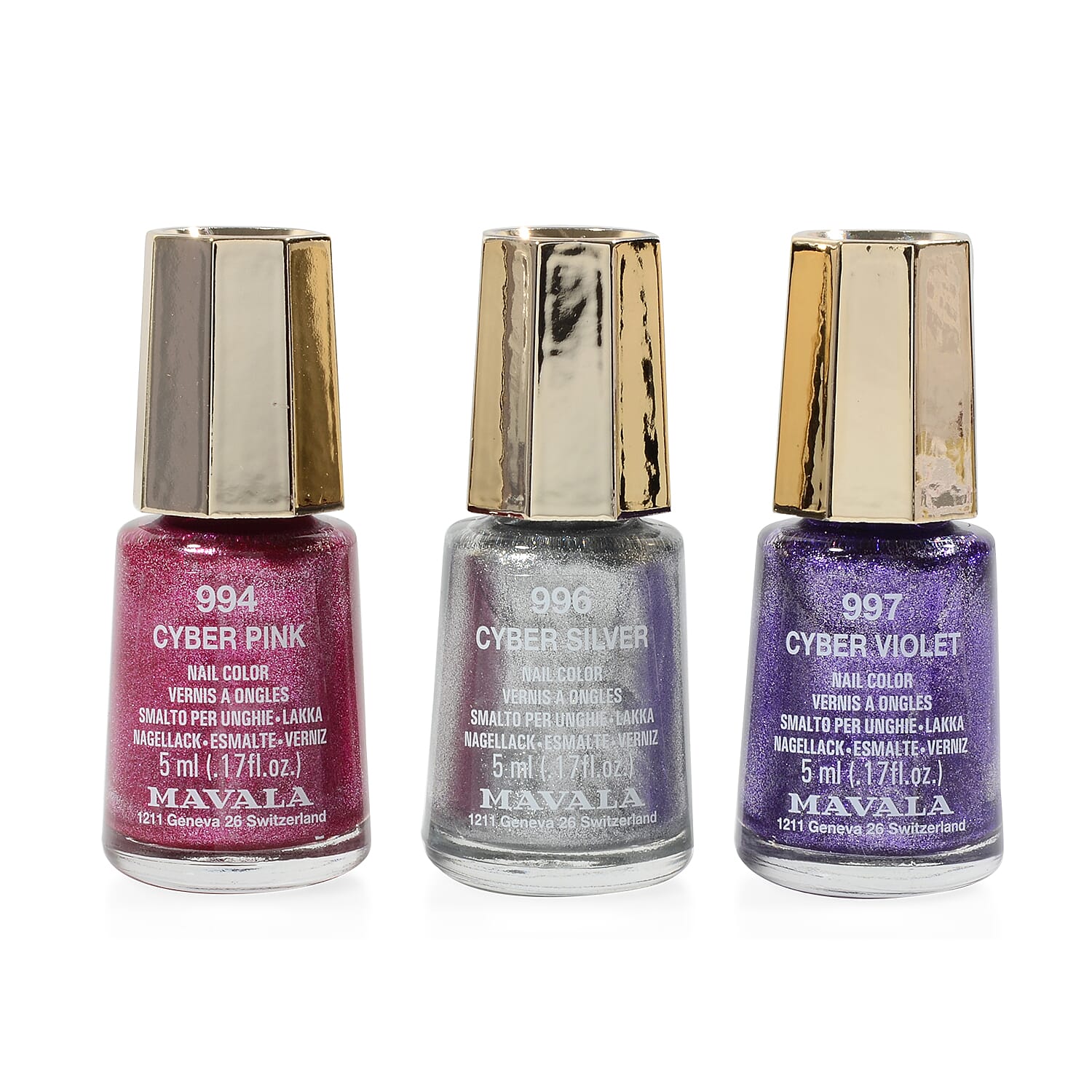 Mavala: Silver Trio - Cyber Pink, Cyber Silver & Cyber Purple