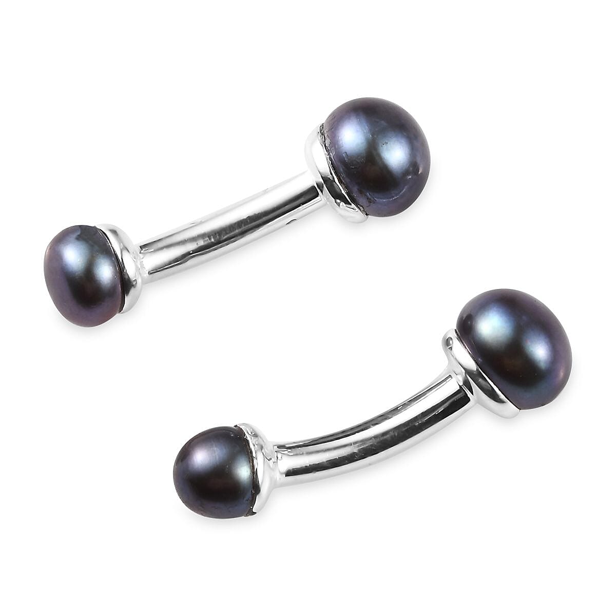 Freshwater Peacock Pearl (Rnd) Cufflink in Sterling Silver