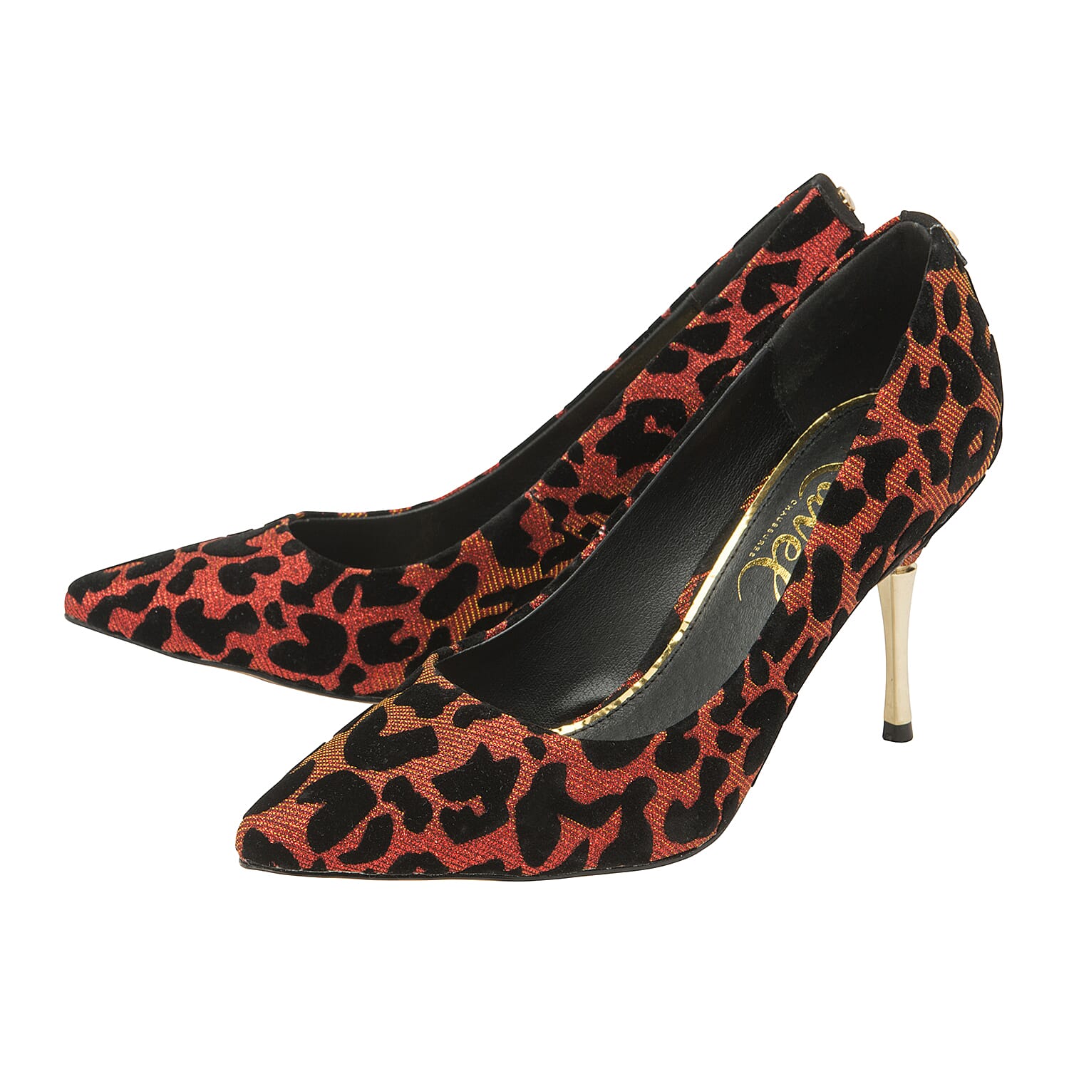 Ravel Red Sparkle Sefton Leopard-Print Court Shoes (Size 3)