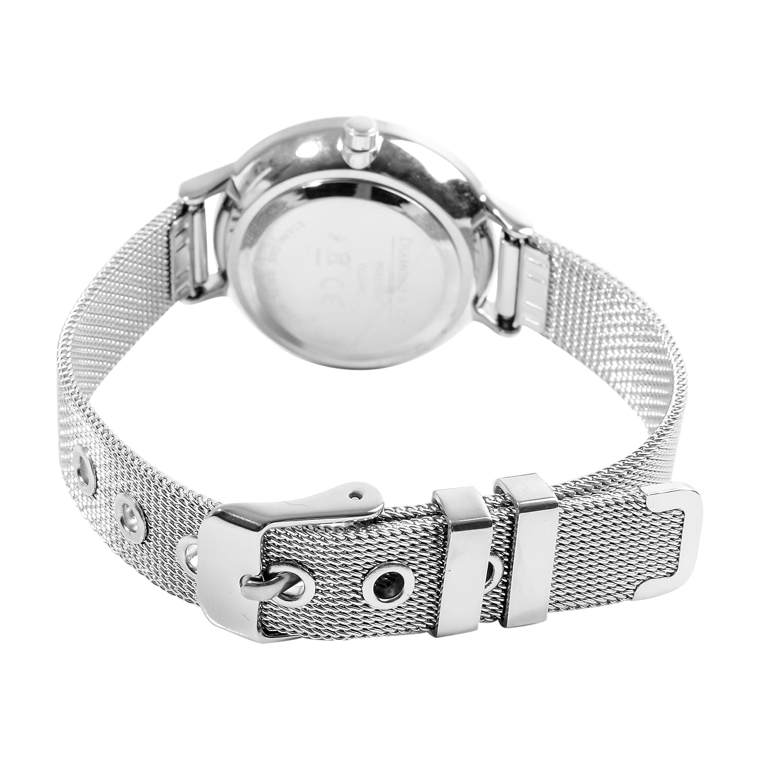 DIAMOND & CO LONDON- Diamond Studded Watch with Mesh Style Strap - Silver Tone