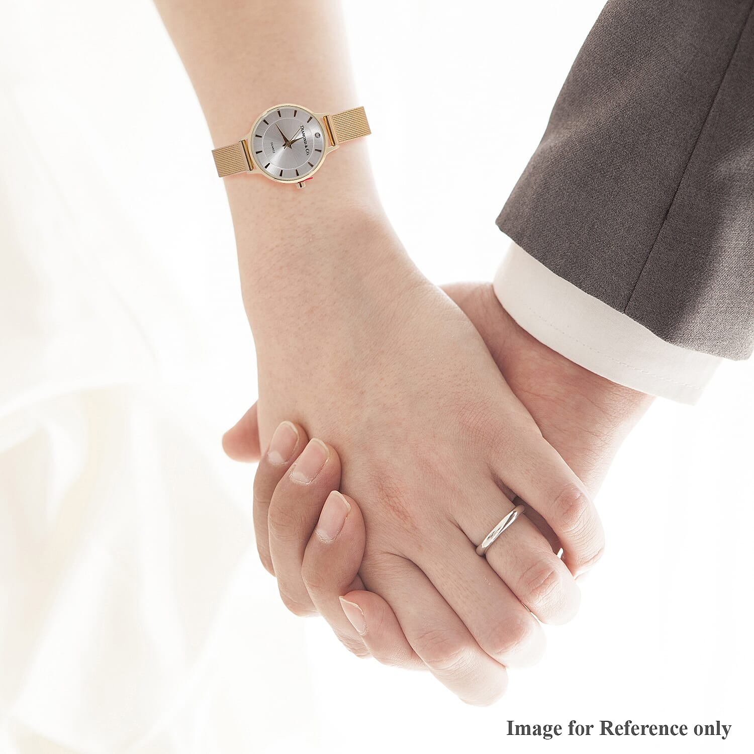 DIAMOND & CO LONDON - Diamond Studded Watch with Mesh Style Strap - Gold Tone