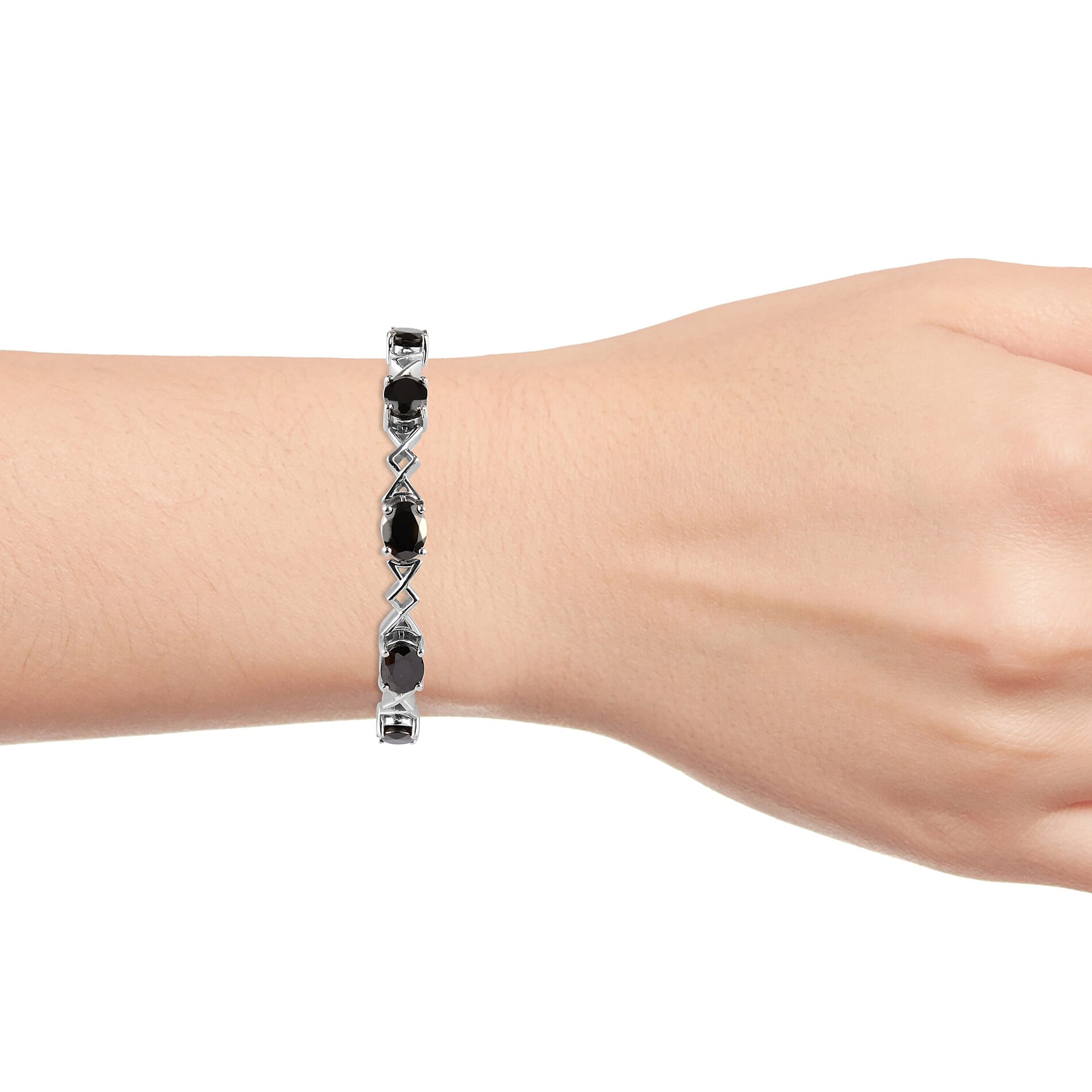 Shungite Bracelet (Size 7.5) in Platinum Overlay Sterling Silver 9.75 Ct, Silver Wt 18.50 Gms
