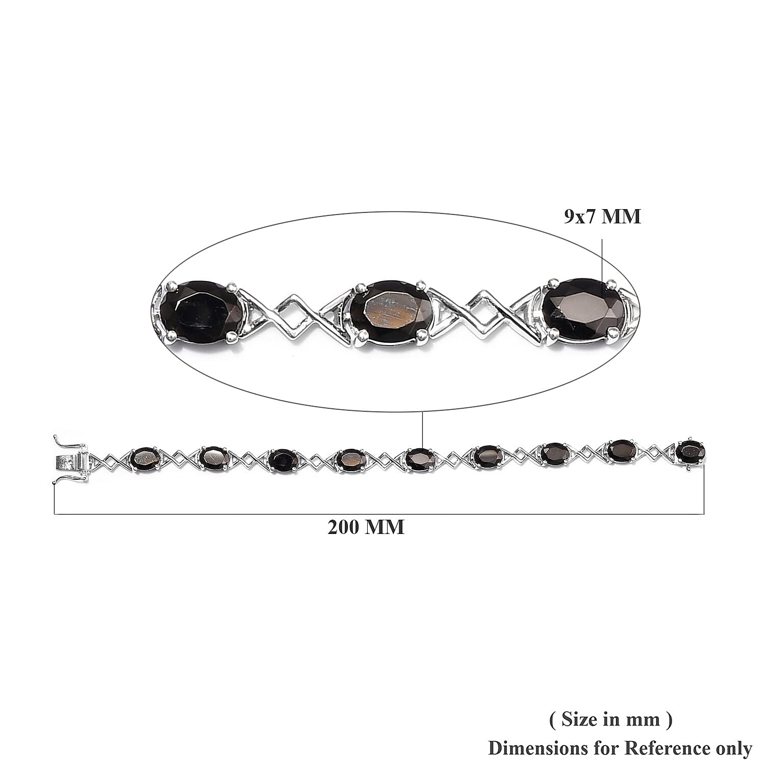 Shungite Bracelet (Size 7.5) in Platinum Overlay Sterling Silver 9.75 Ct, Silver Wt 18.50 Gms
