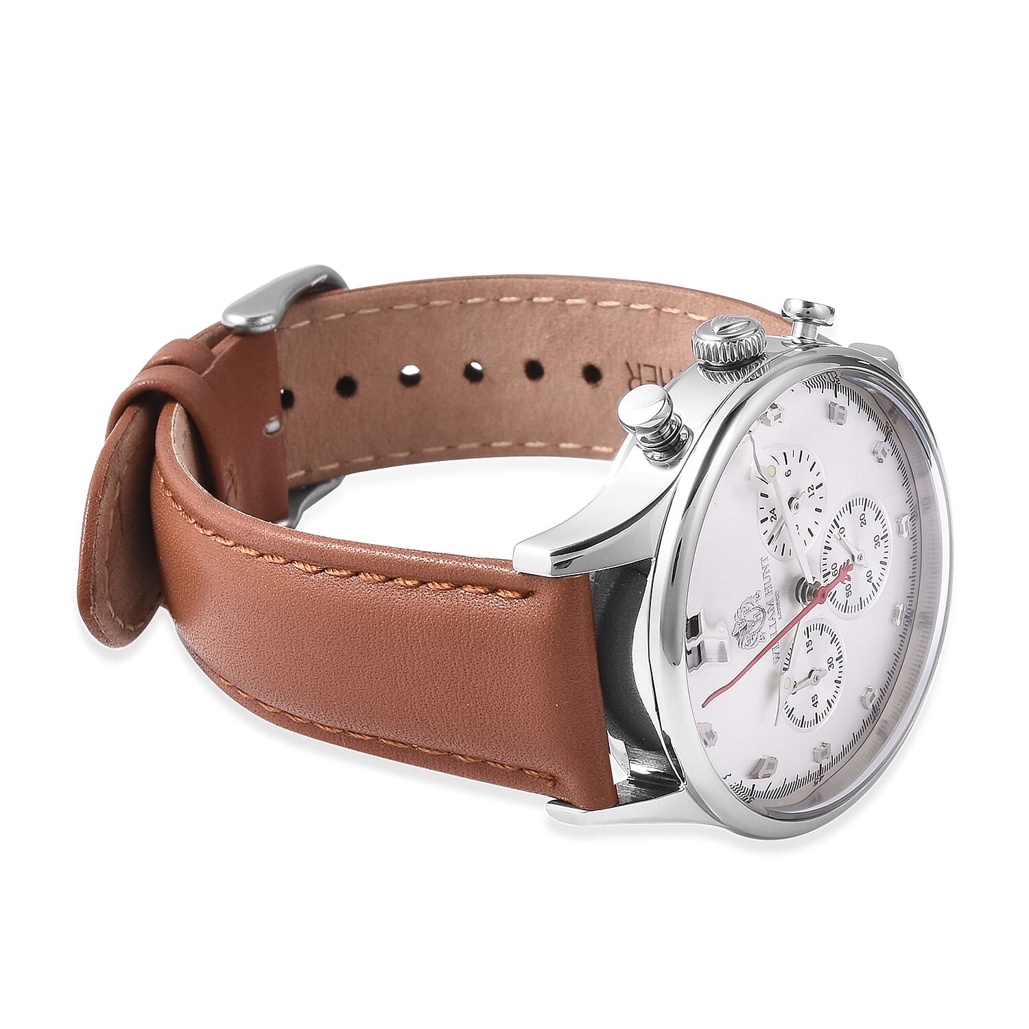 WILLIAM HUNT Japanese Movement Water Resistance Watch in Stainless Steel with Tan Leather Strap