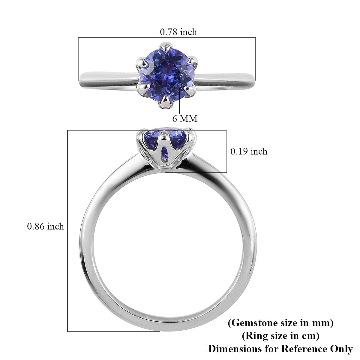 RHAPSODY 950 Platinum AAAA Tanzanite (Rnd) Solitaire Ring 1.00 Ct.