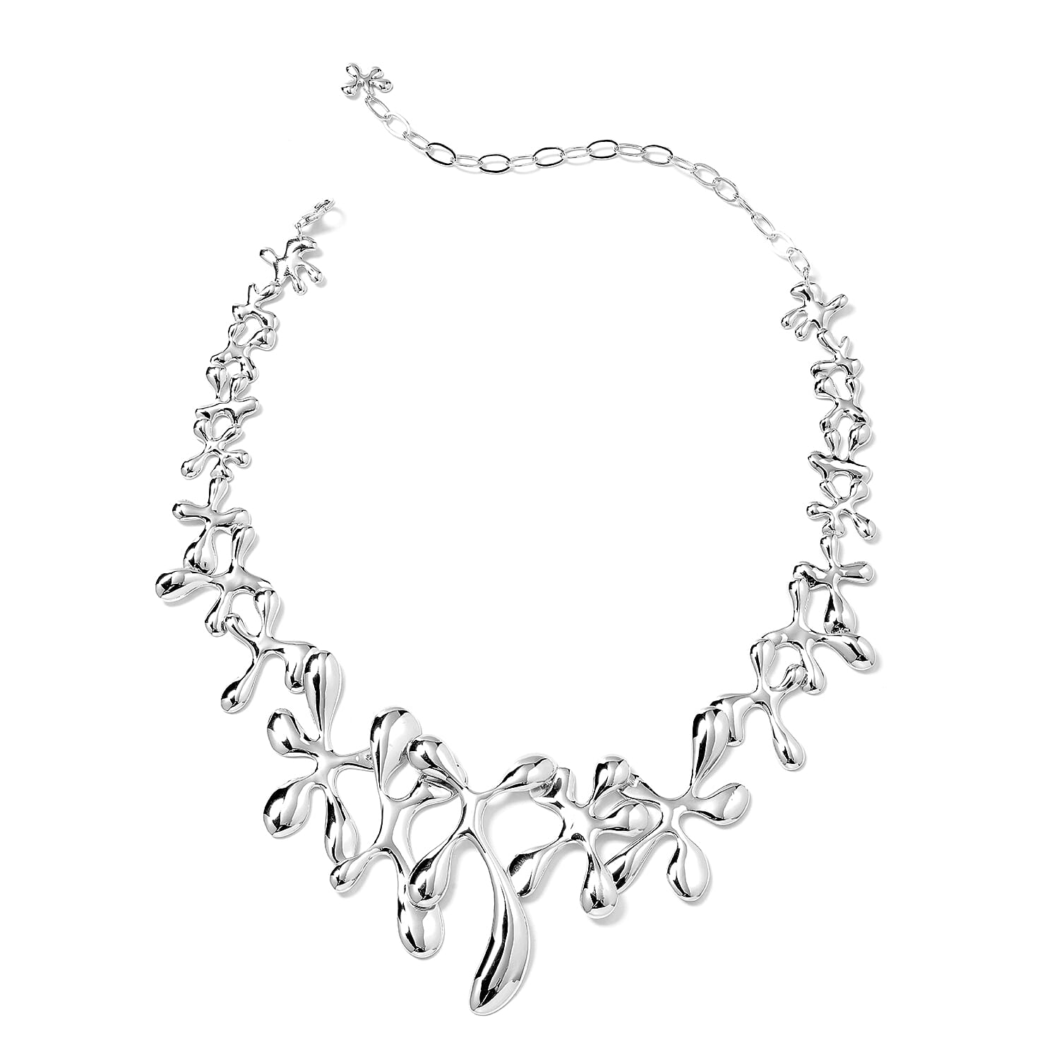 LucyQ Rhodium Overlay Sterling Silver Splash Necklace (Size 15 with 3.5 inch Extender), Silver wt 68.20 Gms