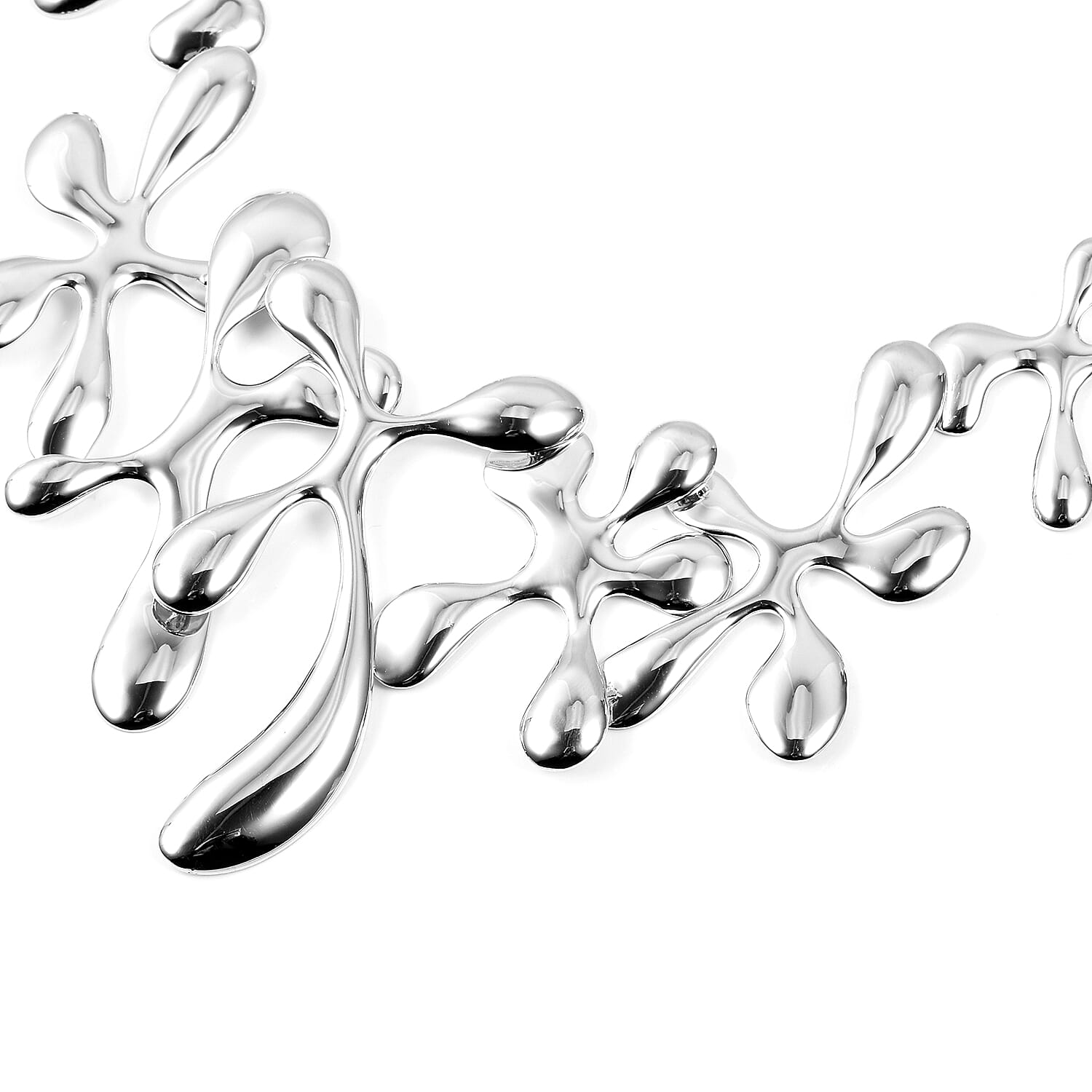 LucyQ Rhodium Overlay Sterling Silver Splash Necklace (Size 15 with 3.5 inch Extender), Silver wt 68.20 Gms