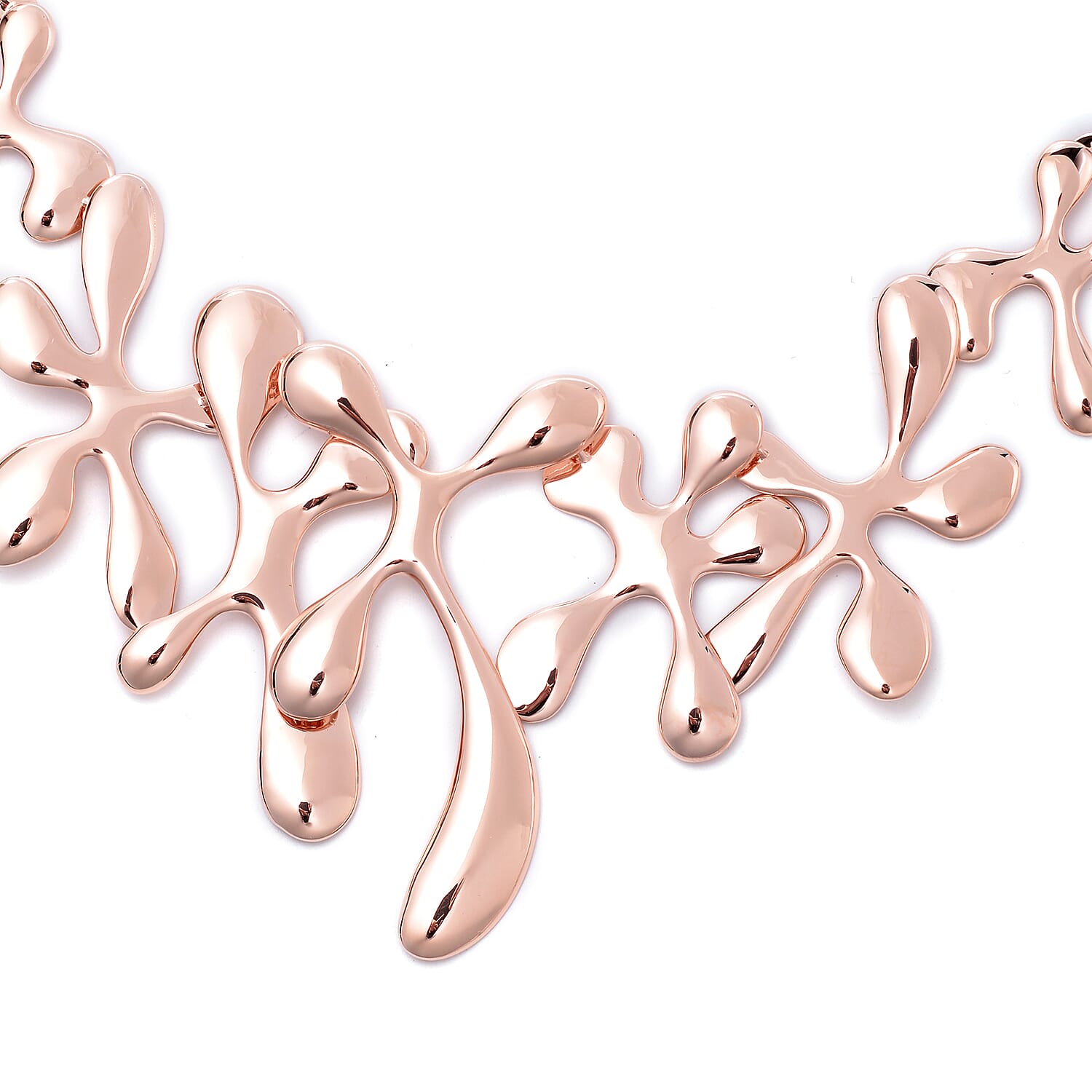 LucyQ Rose Gold Overlay Sterling Silver Splash Necklace (Size 15 with 5 inch Extender), Silver wt 73.60 Gms