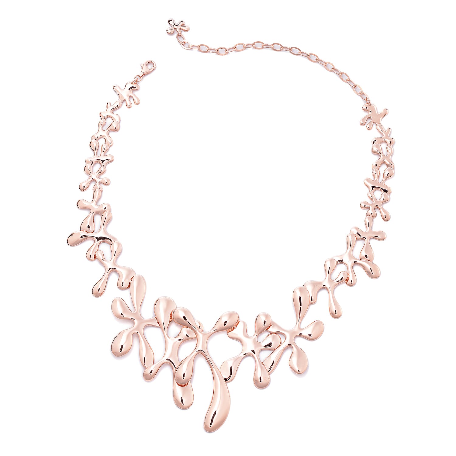 LucyQ Rose Gold Overlay Sterling Silver Splash Necklace (Size 15 with 5 inch Extender), Silver wt 73.60 Gms