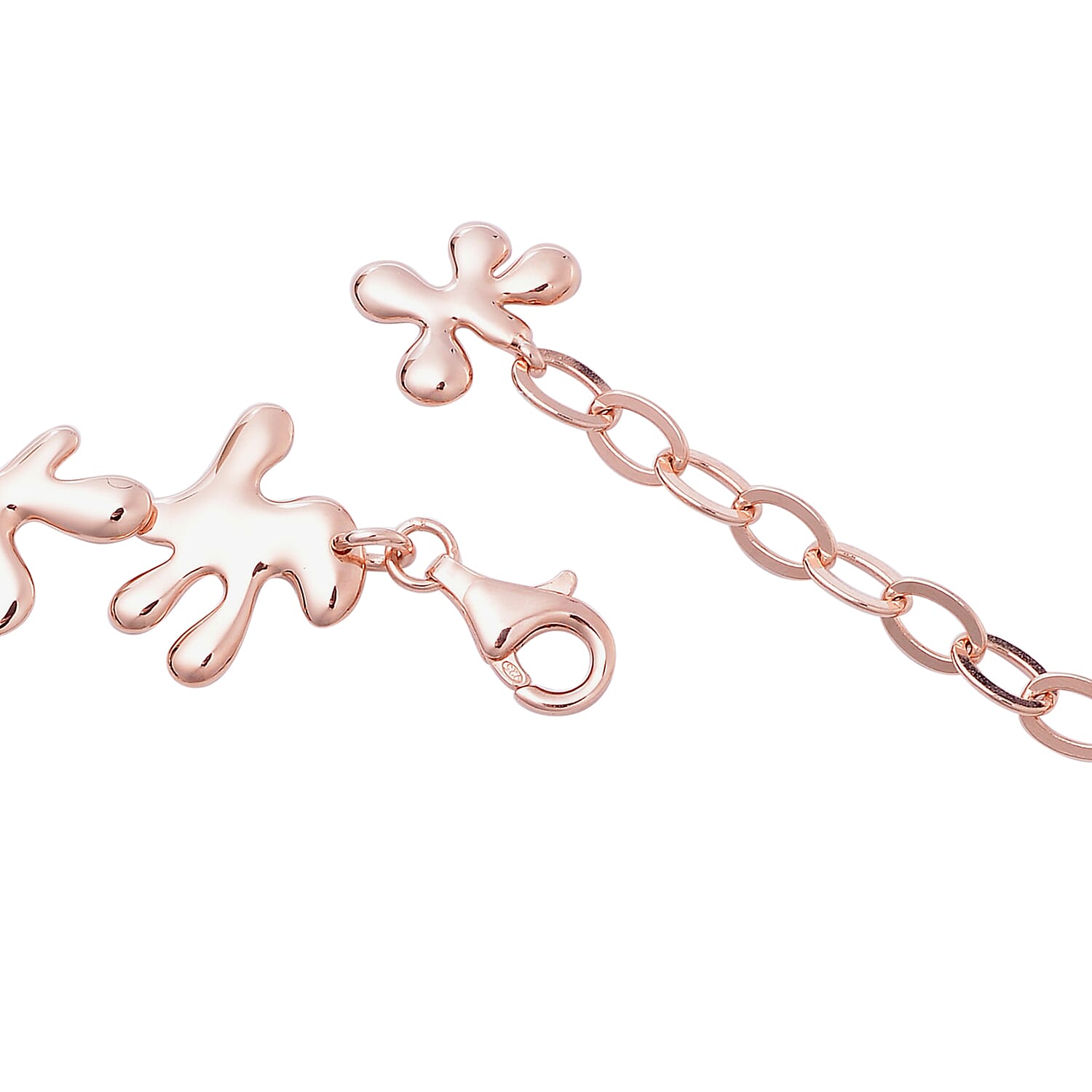 LucyQ Rose Gold Overlay Sterling Silver Splash Necklace (Size 15 with 5 inch Extender), Silver wt 73.60 Gms