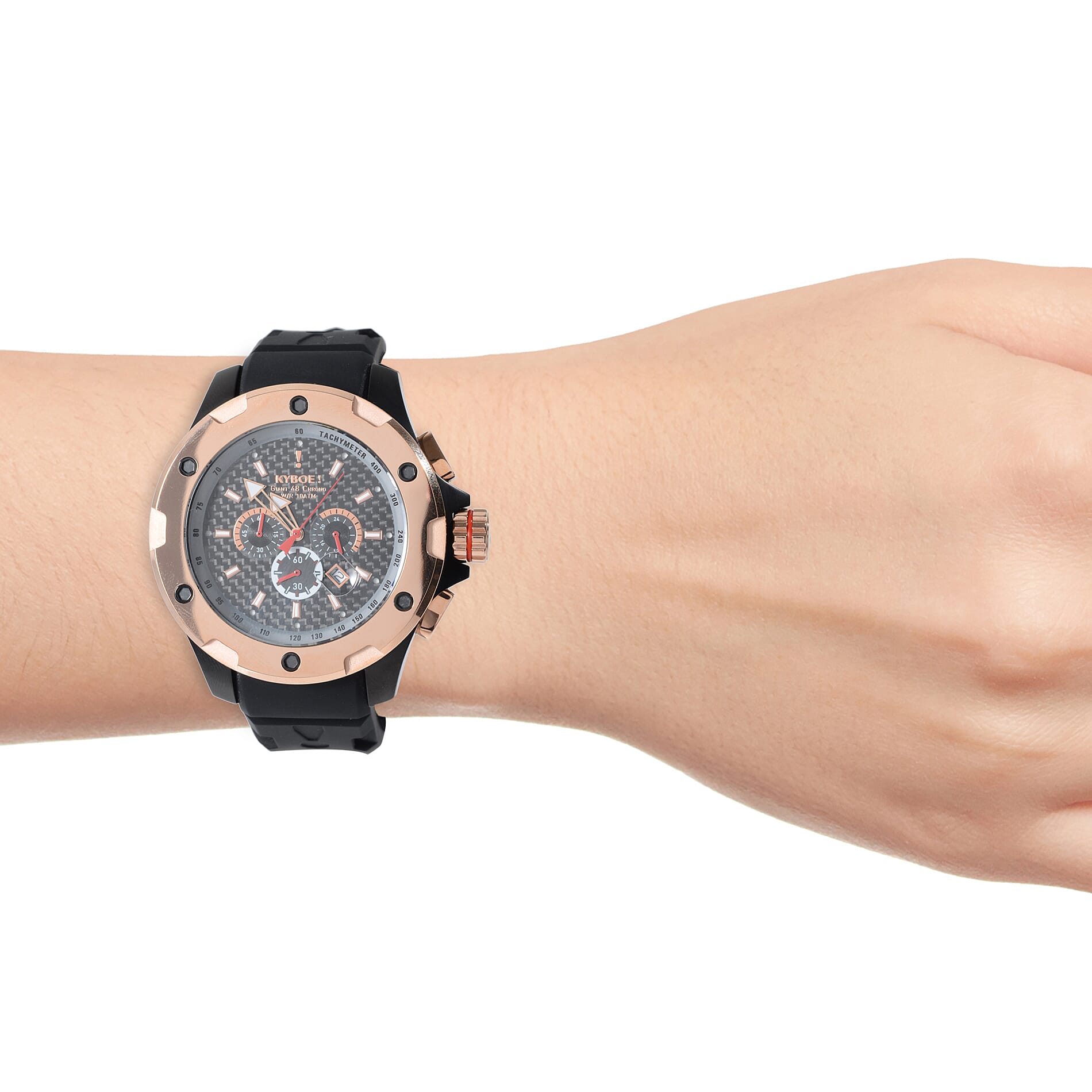 KYBOE Alpha Collection - Steel Rose Noir 48MM LED Watch- 100M Water Resistance