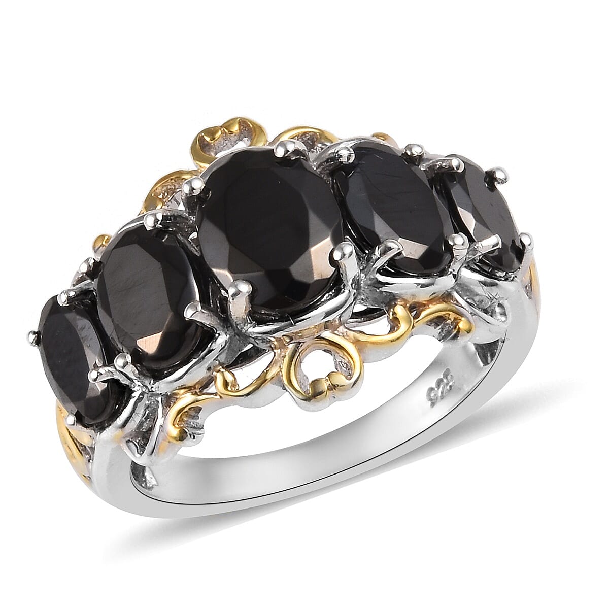 Elite Shungite (Ovl) Ring in Platinum and Yellow Gold Overlay Sterling Silver 2.25 Ct.