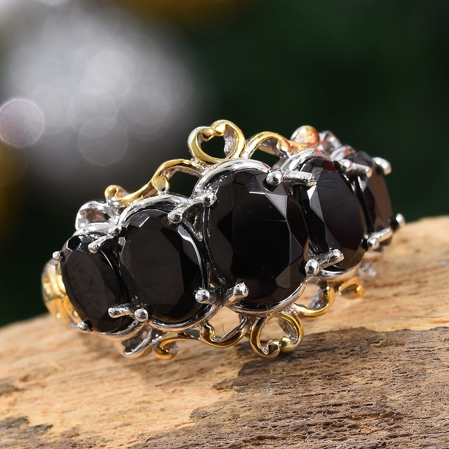 Elite Shungite (Ovl) Ring in Platinum and Yellow Gold Overlay Sterling Silver 2.25 Ct.