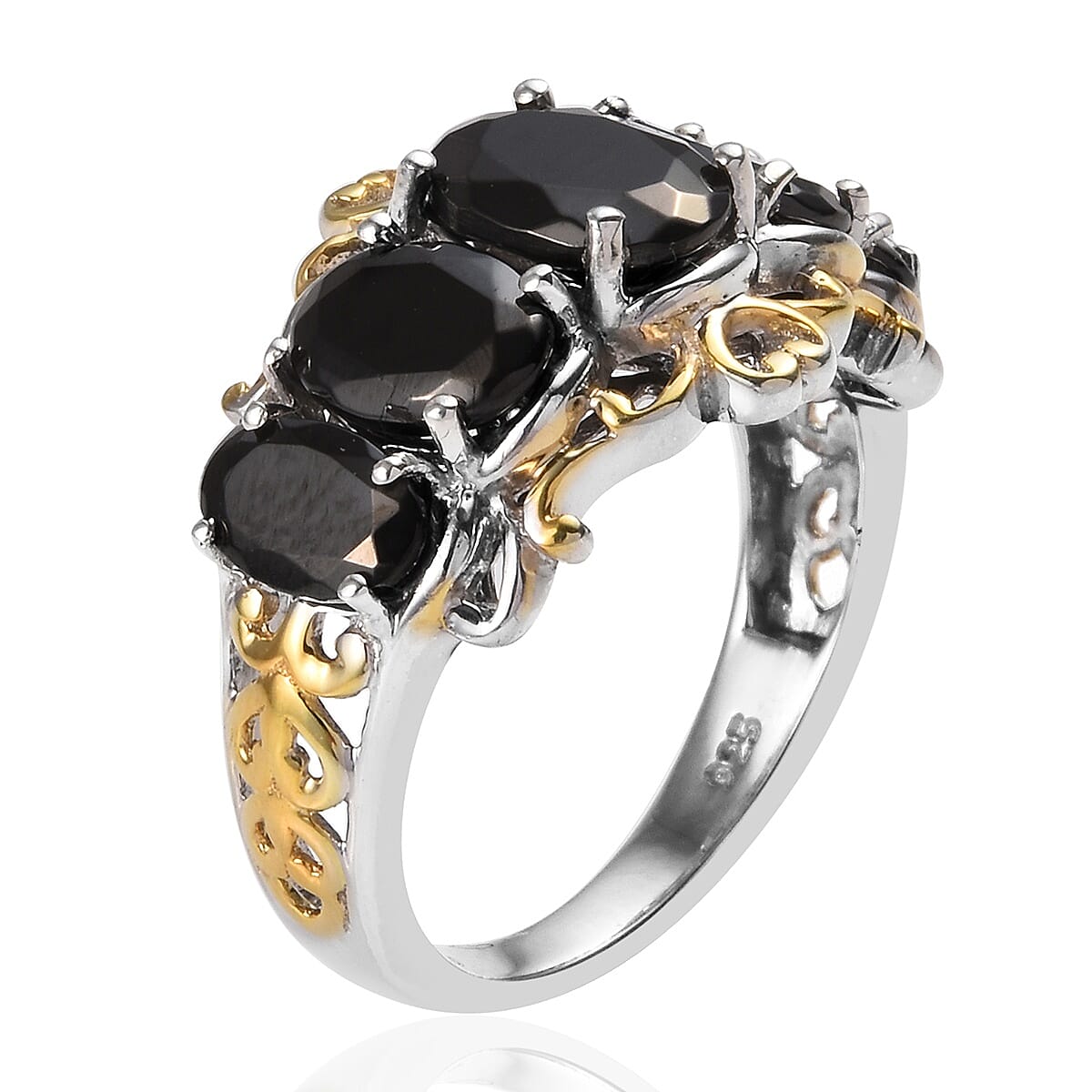 Elite Shungite (Ovl) Ring in Platinum and Yellow Gold Overlay Sterling Silver 2.25 Ct.