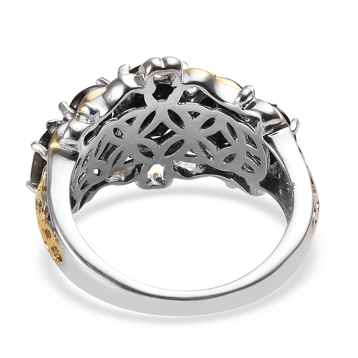 Elite Shungite (Ovl) Ring in Platinum and Yellow Gold Overlay Sterling Silver 2.25 Ct.