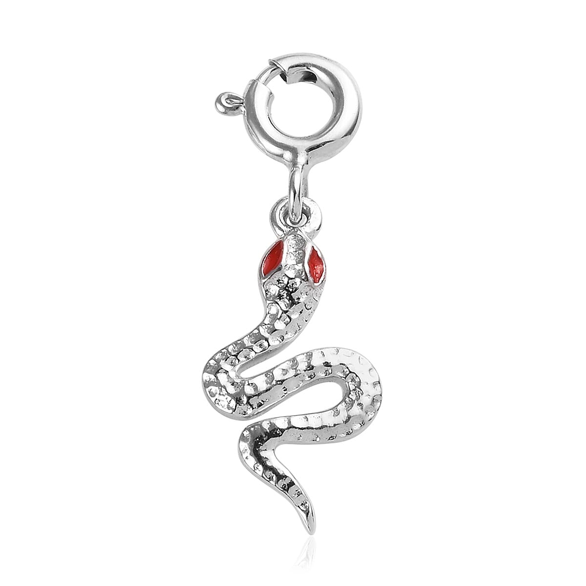 Platinum Overlay Sterling Silver Enamelled Snake Charm