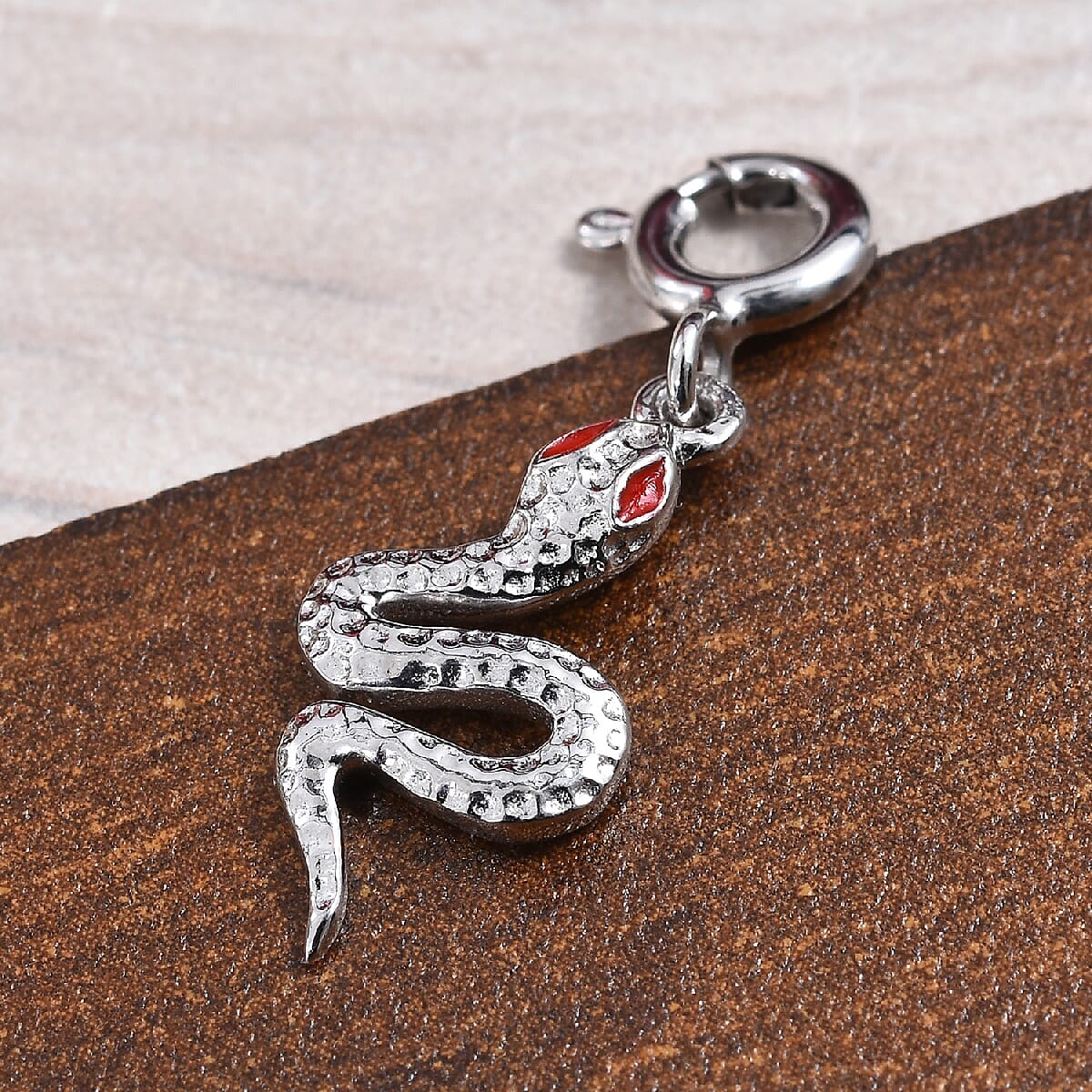 Platinum Overlay Sterling Silver Enamelled Snake Charm