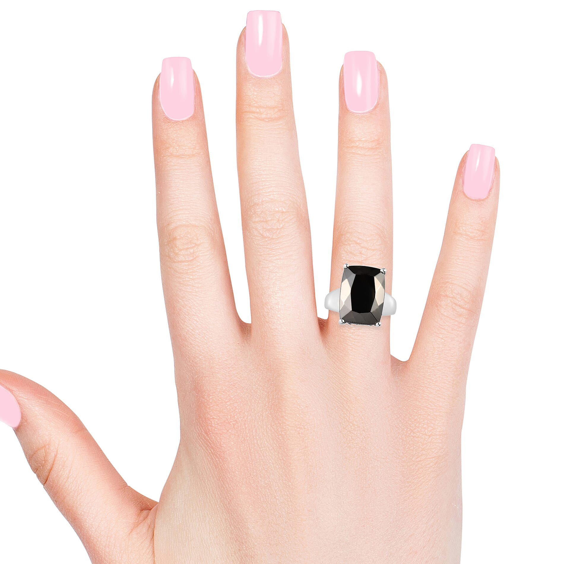 Elite Shungite (Cush 16x12 mm), Natural Cambodian Zircon Ring in Platinum Overlay Sterling Silver 6.54 Ct.
