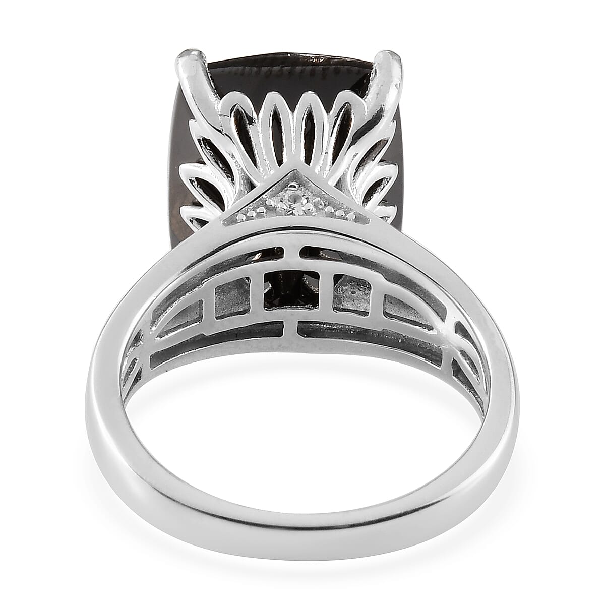 Elite Shungite (Cush 16x12 mm), Natural Cambodian Zircon Ring in Platinum Overlay Sterling Silver 6.54 Ct.