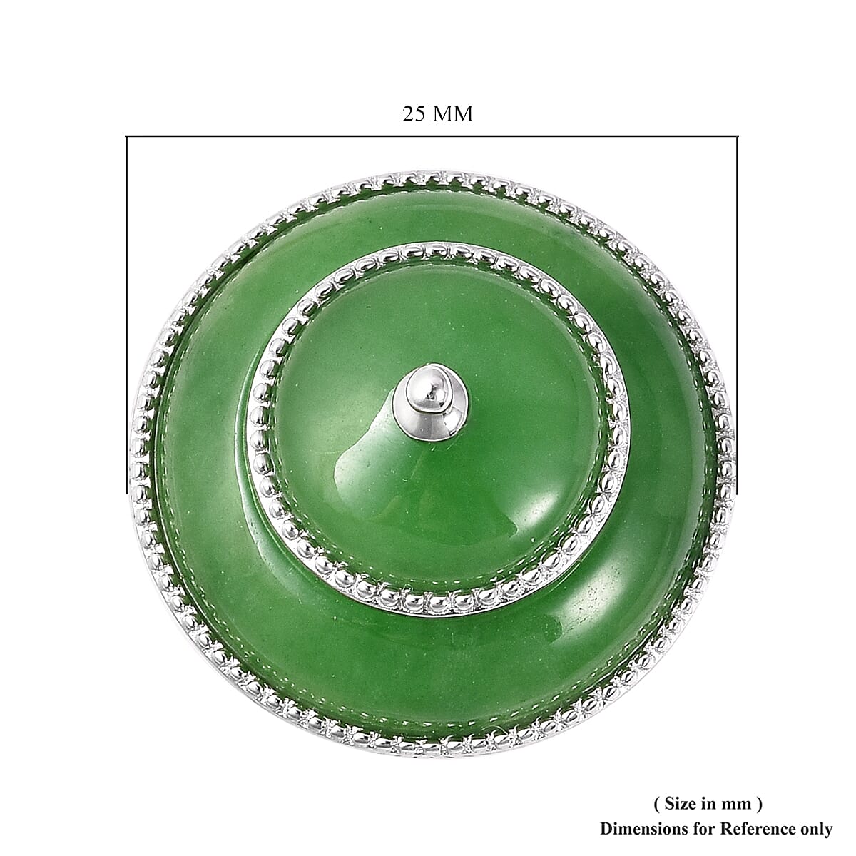 Green Jade Ring in Rhodium Overlay Sterling Silver 17.00 Ct, Silver wt 8.12 Gms