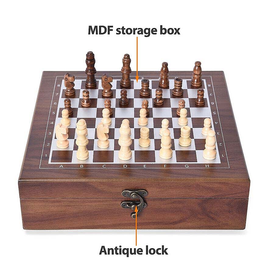 Games Set in Folding Checkerboard Box (includes 32 Chess Pieces, 2 Decks of Cards, 5 Dice and 101 Chips)