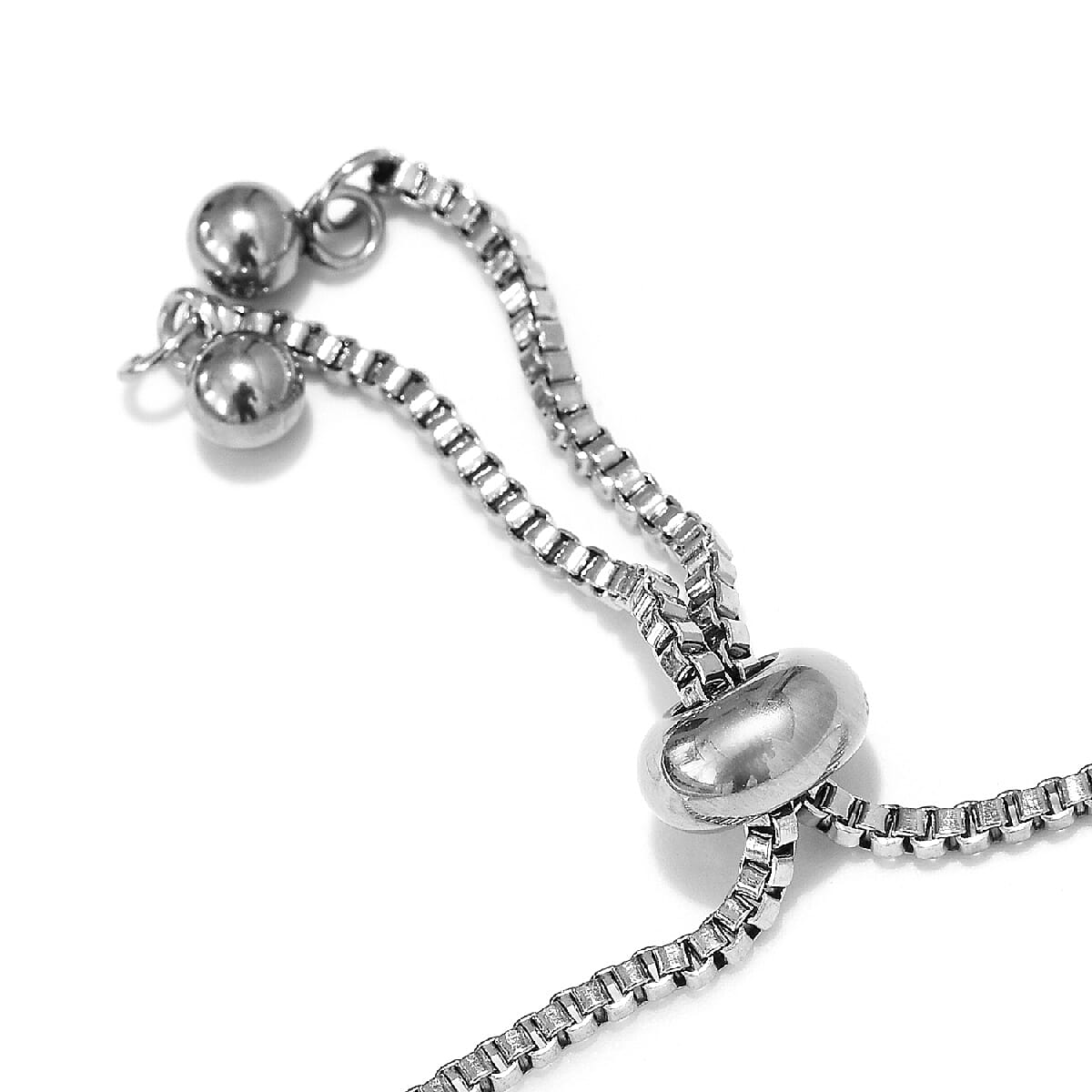J Francis -  Ruby Colour Crystal (Rnd) Adjustable Bracelet (Size 6.5-9.5) in Platinum Plated