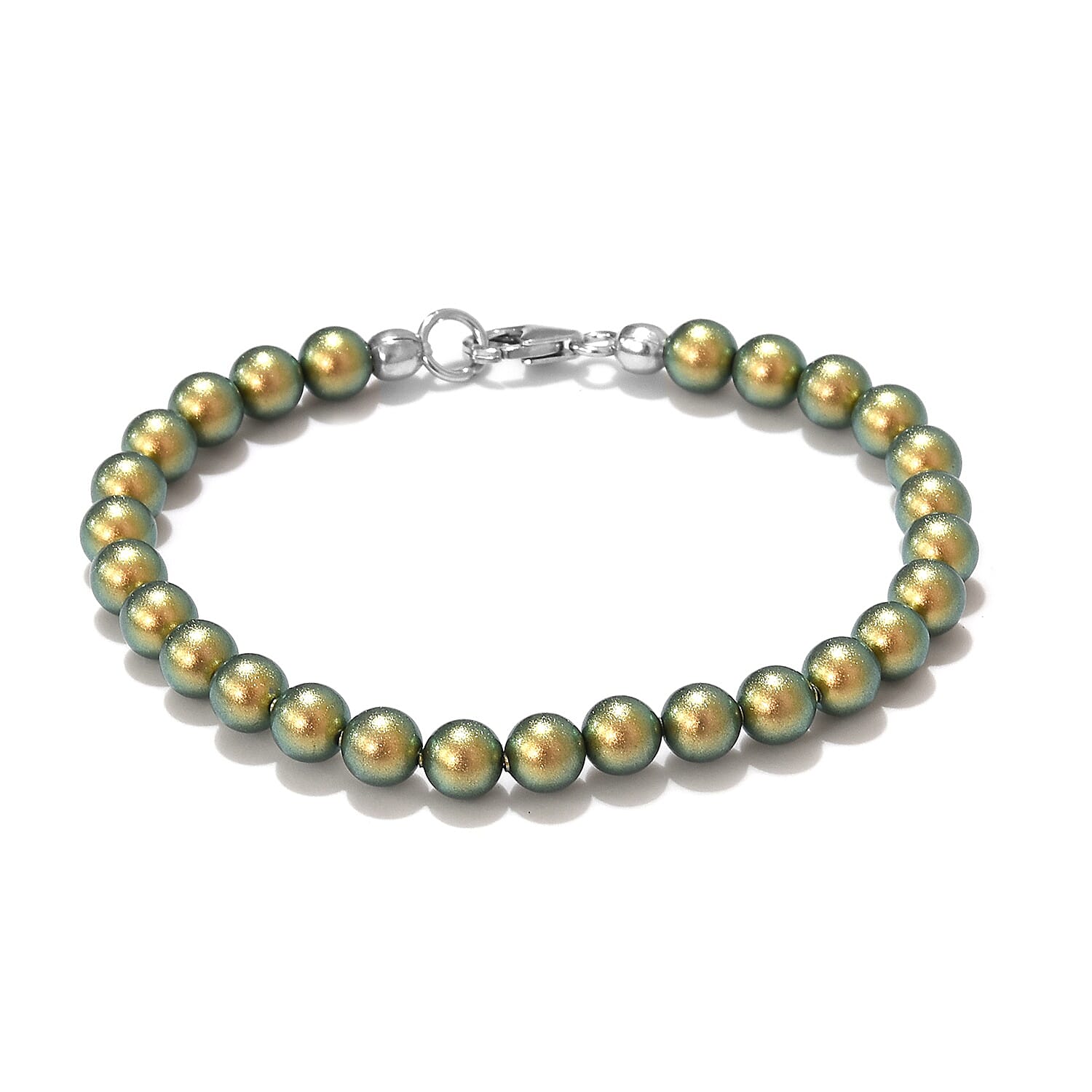 J Francis -  Iridescent Crystal Bracelet (Size 7.5) with Lobster Lock in Rhodium Overlay Sterling Silver