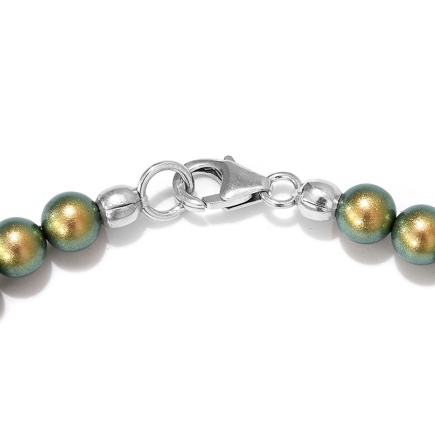 J Francis -  Iridescent Crystal Bracelet (Size 7.5) with Lobster Lock in Rhodium Overlay Sterling Silver