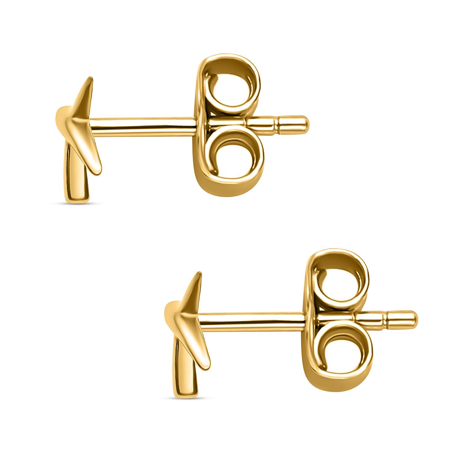 Designer Inspired - Yellow Gold Plated Sterling Silver Criss Cross Earrings (with Push Back)