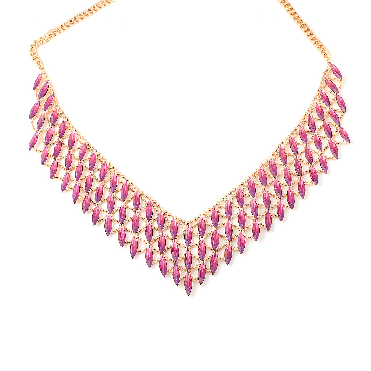 Designer Inspired-Simulated Ruby (Mrq) Waterfall Necklace (Size 20 with 3 inch Extender)