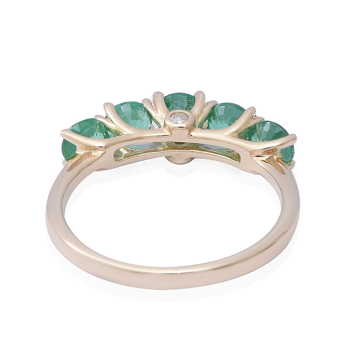 Tucson Special Buy - 9K Yellow Gold AAA Zambian Emerald (Rnd), Diamond Ring 1.28 Ct.
