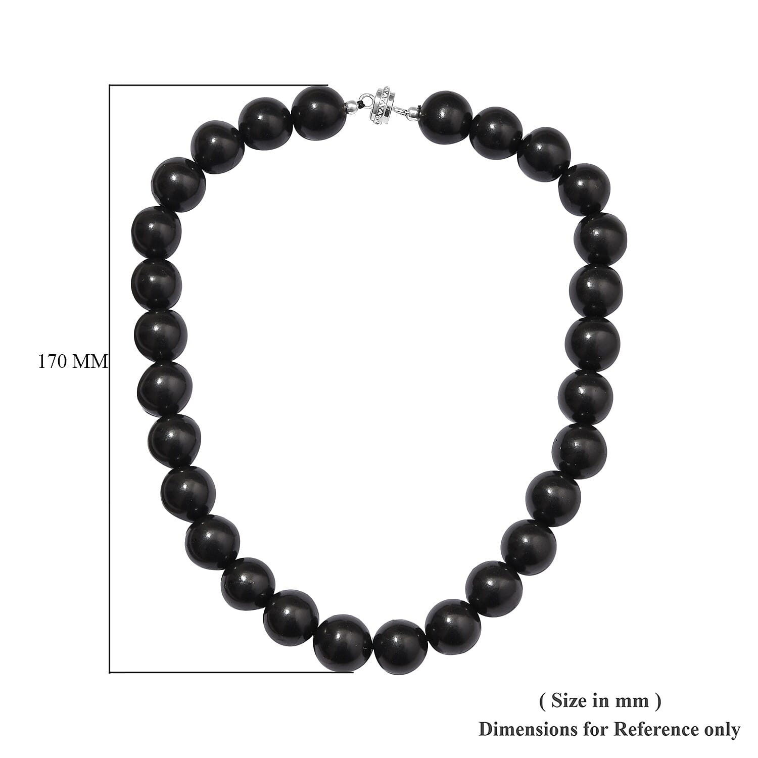 TJC Largest Ever Size -Shungite (Rnd 16mm) Necklace (Size 18) with Magnetic Lock in Sterling Silver 650.00 Ct.