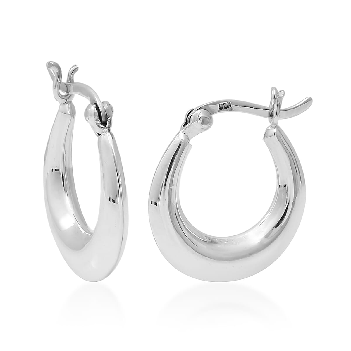 Sterling Silver Creole Hoop Earrings (with Clasp)