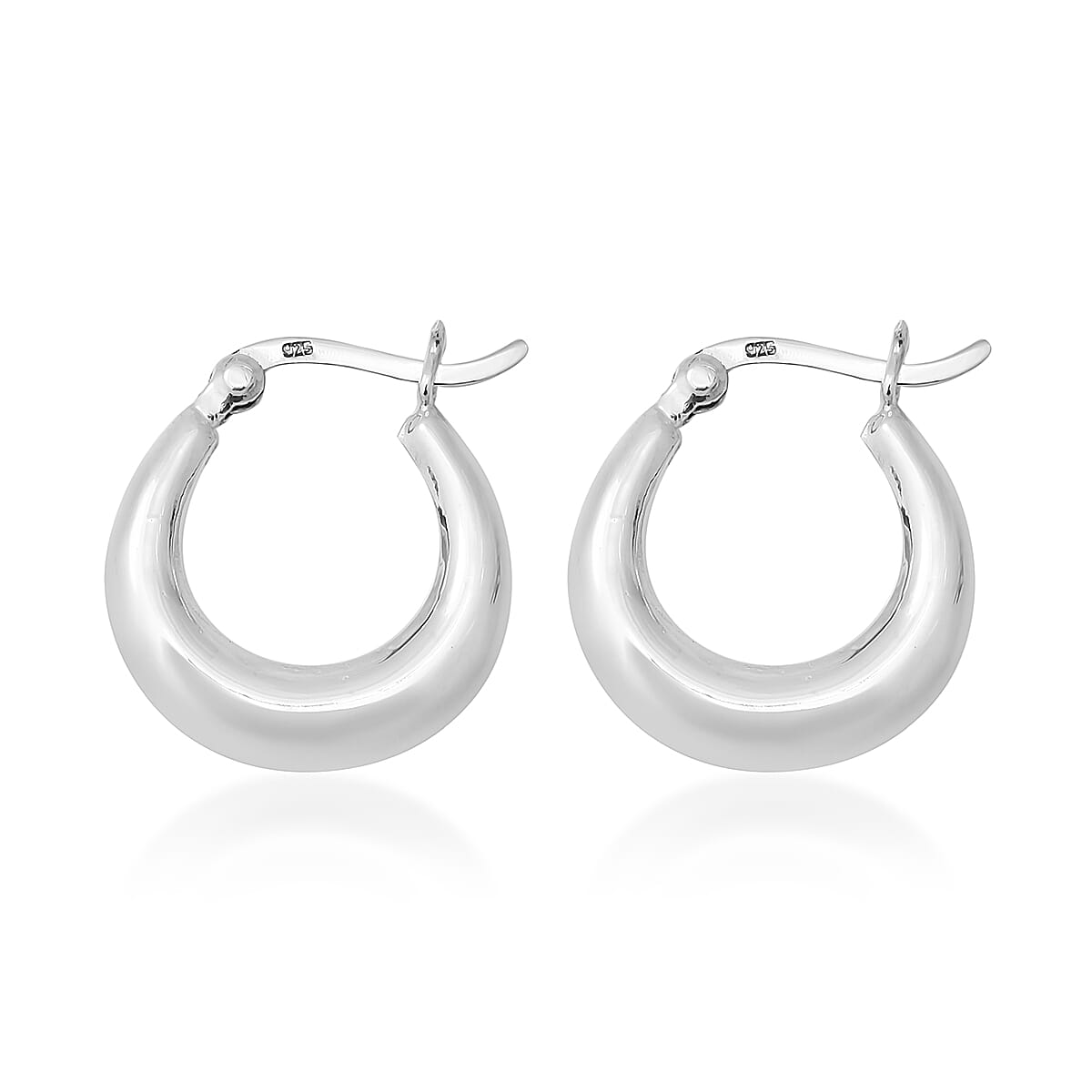 Sterling Silver Creole Hoop Earrings (with Clasp)