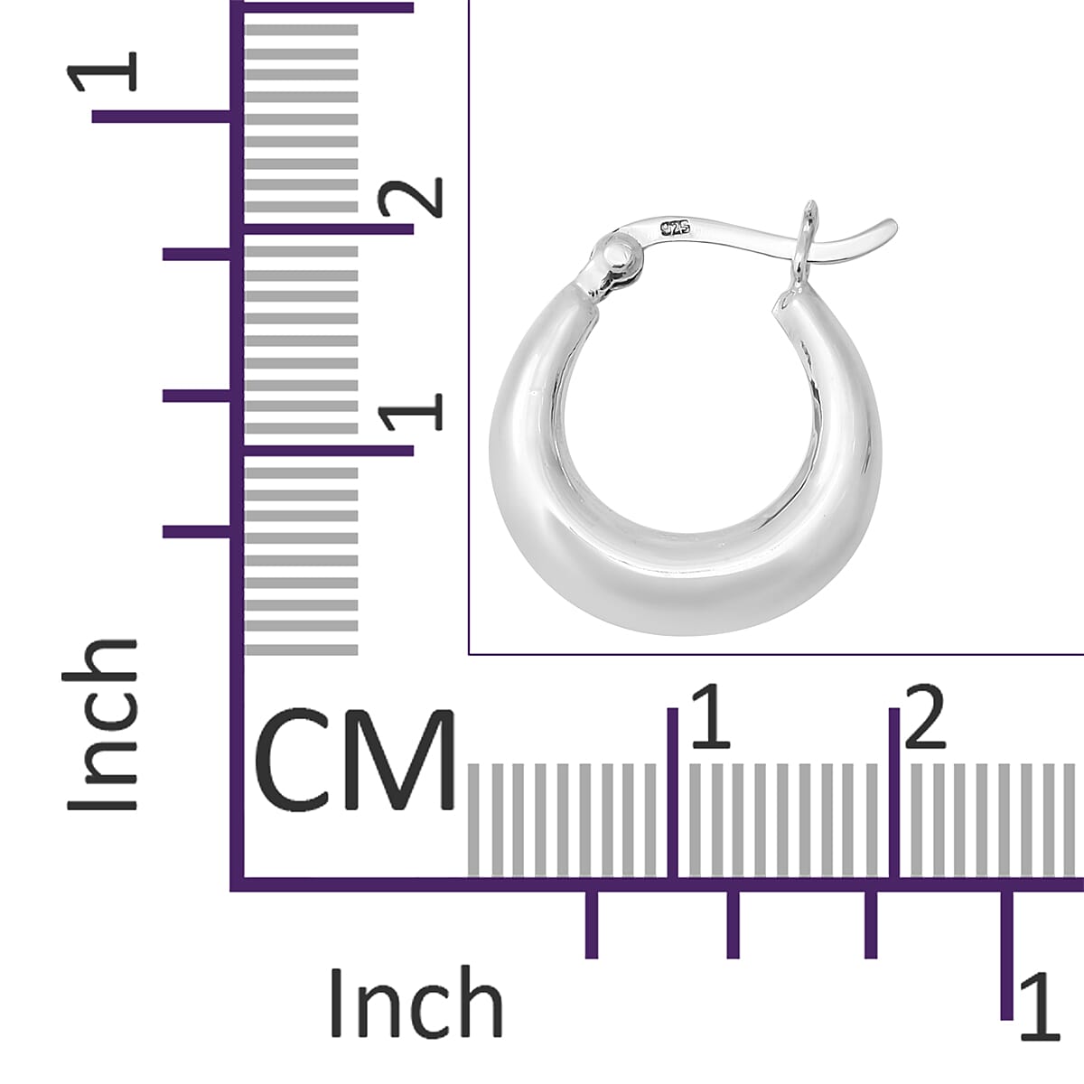 Sterling Silver Creole Hoop Earrings (with Clasp)