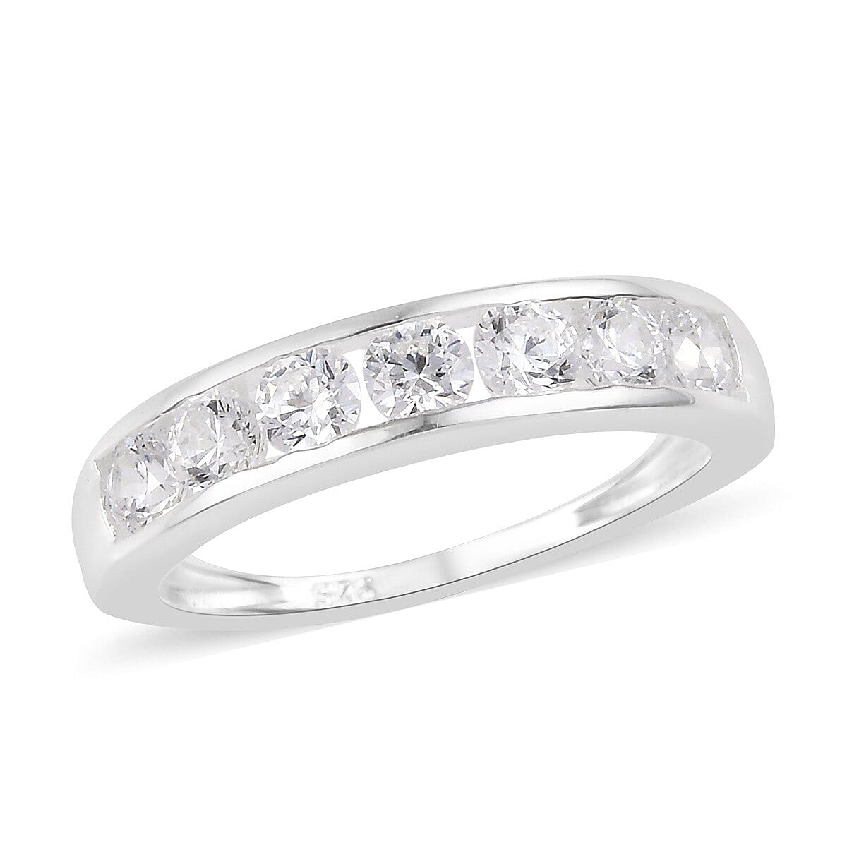 MP - J Francis Sterling Silver (Rnd) Half Eternity Band Ring Made with Finest CZ 1.61 Ct.