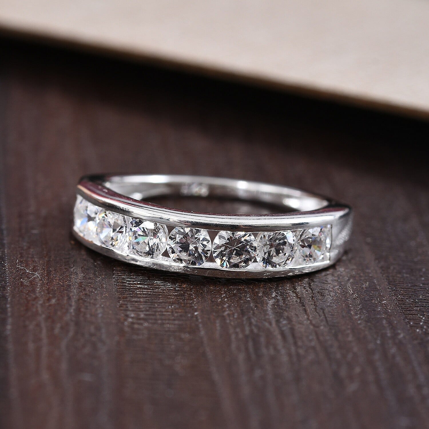 MP - J Francis Sterling Silver (Rnd) Half Eternity Band Ring Made with Finest CZ 1.61 Ct.
