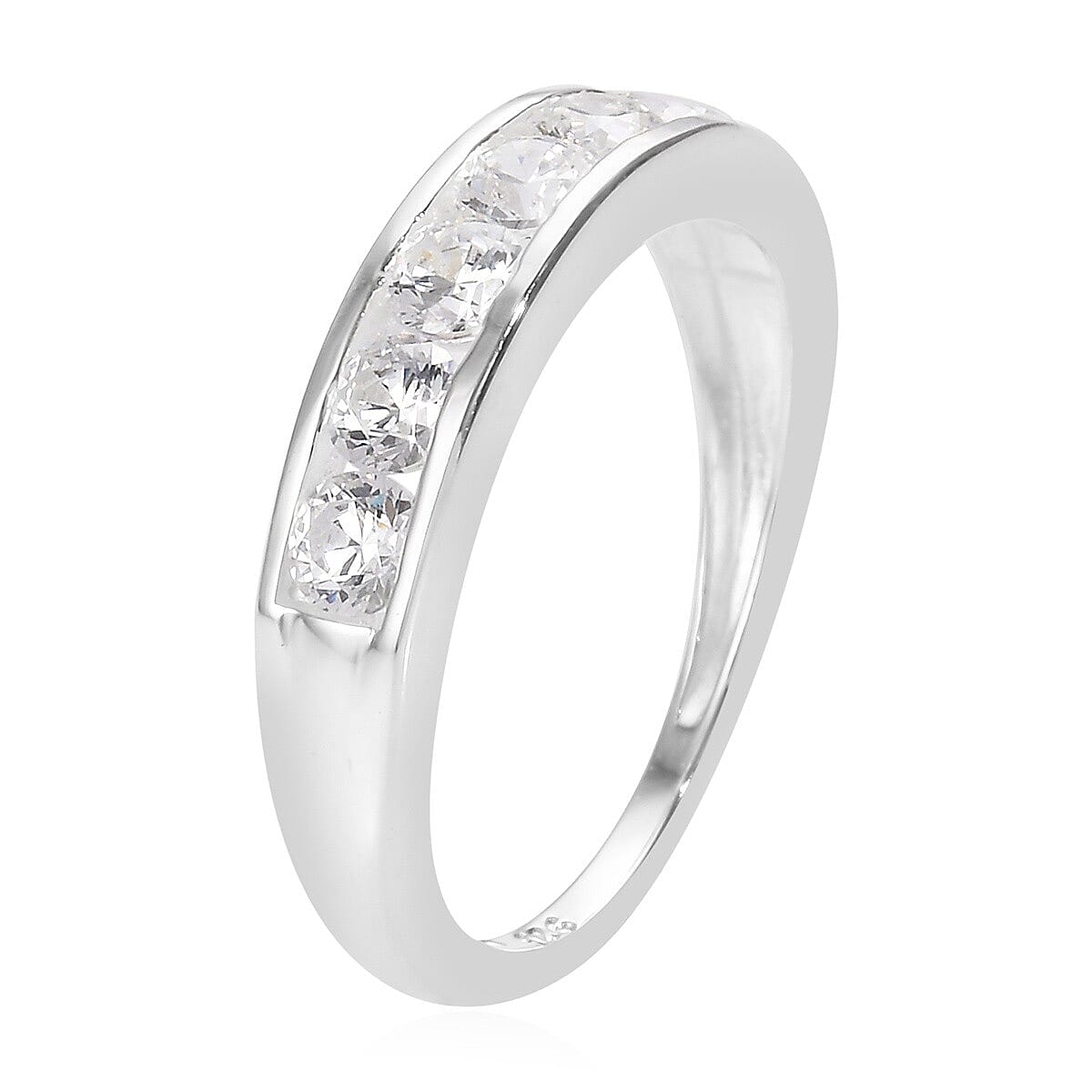 MP - J Francis Sterling Silver (Rnd) Half Eternity Band Ring Made with Finest CZ 1.61 Ct.
