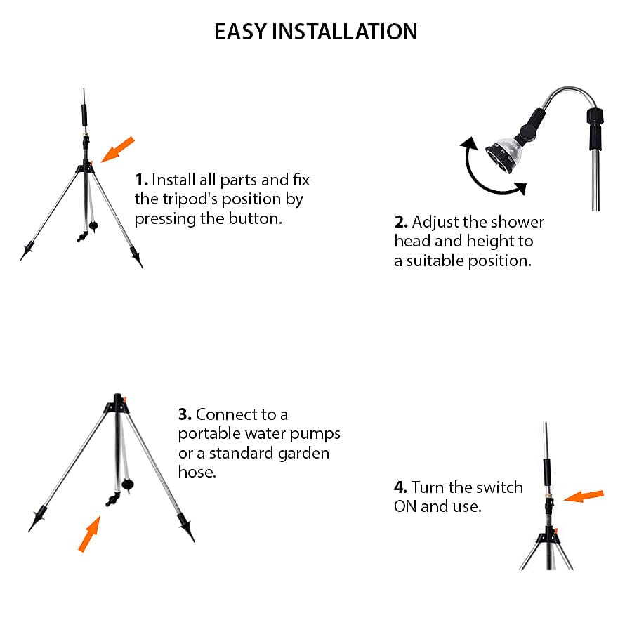 Multi Functional Portable Outdoor Shower Stand with Adjustable Shower Head and Height (L- 180 Cm)