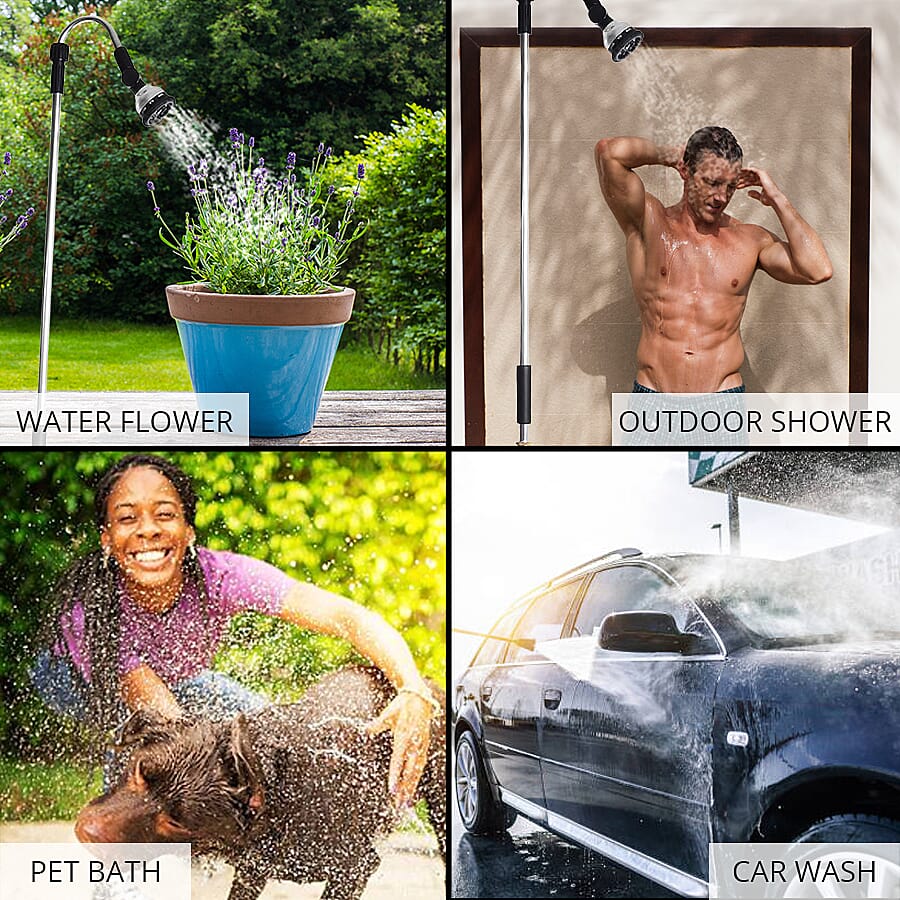 Multi Functional Portable Outdoor Shower Stand with Adjustable Shower Head and Height (L- 180 Cm)