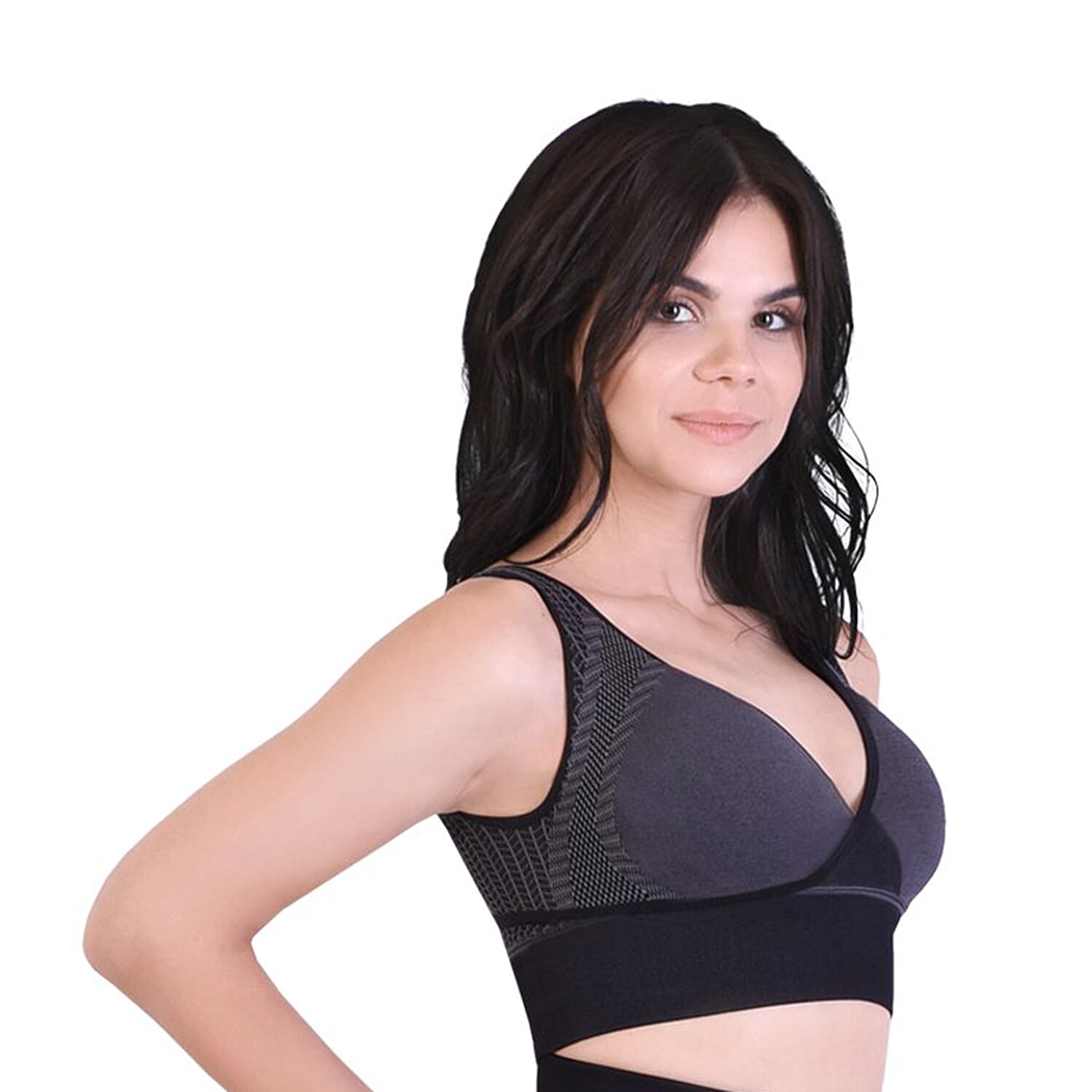 2 Piece Set - SANKOM SWITZERLAND Classic and Functional Patent Bra - Peach and Black (Size S/M)