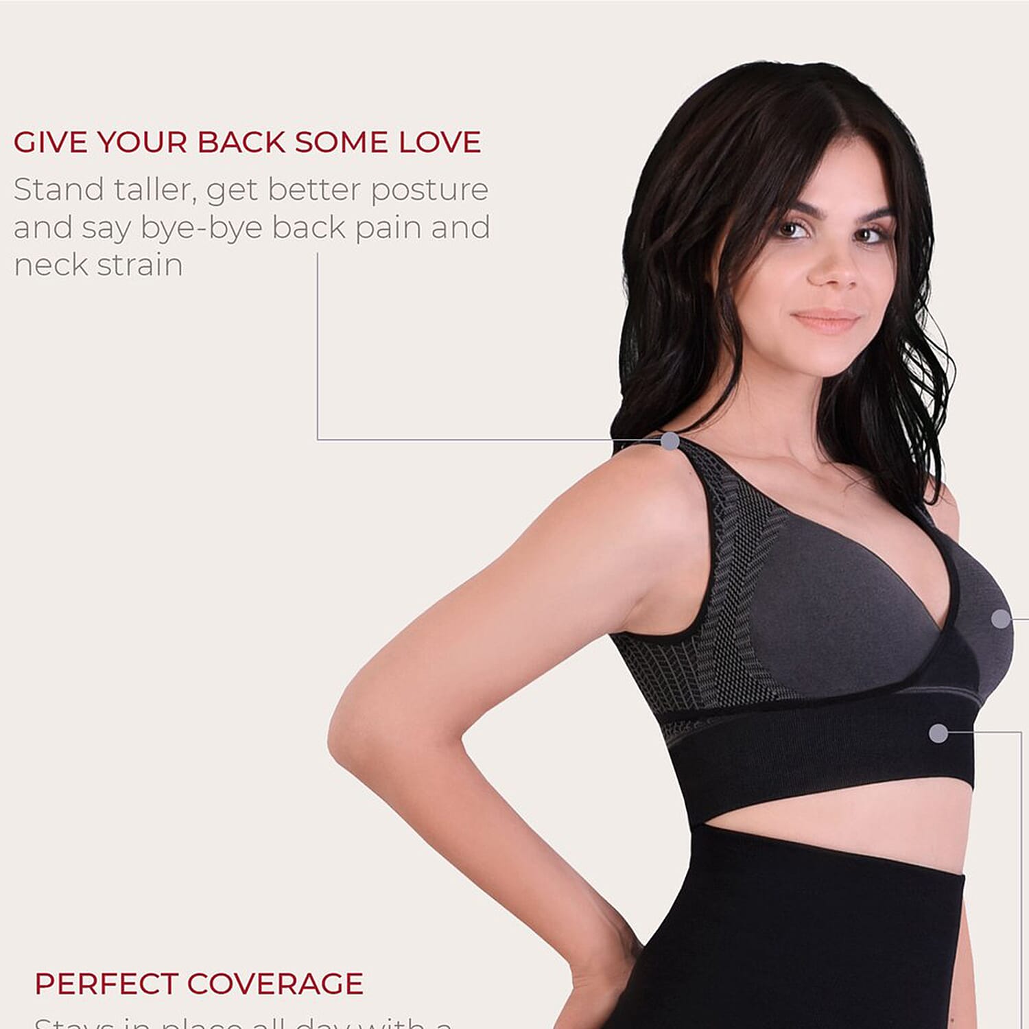 2 Piece Set - SANKOM SWITZERLAND Classic and Functional Patent Bra - Peach and Black (Size S/M)