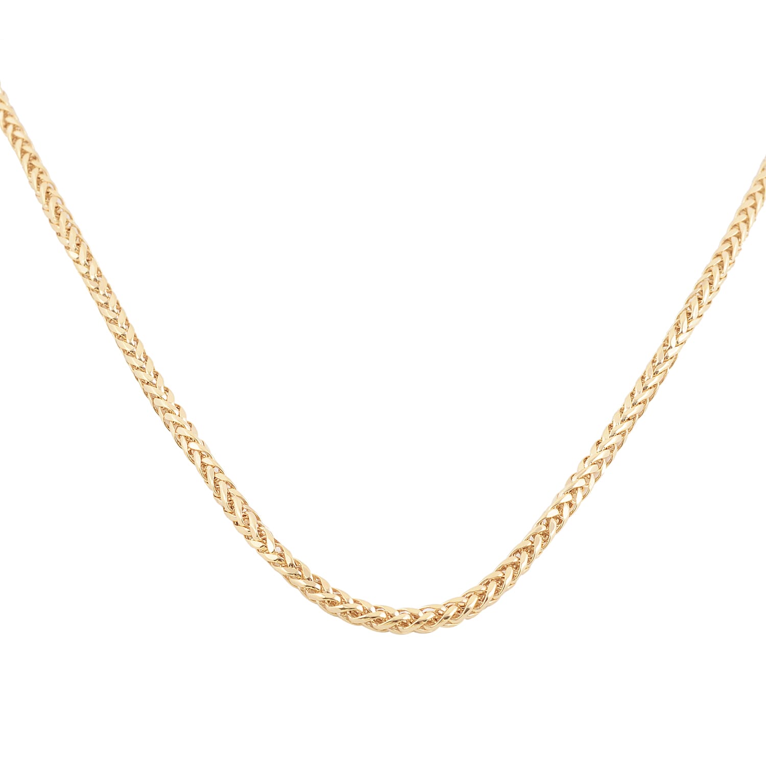 9K Yellow Gold Diamond Cut Triple Spiga Necklace  (Size 32), Gold wt 7.10 Gms