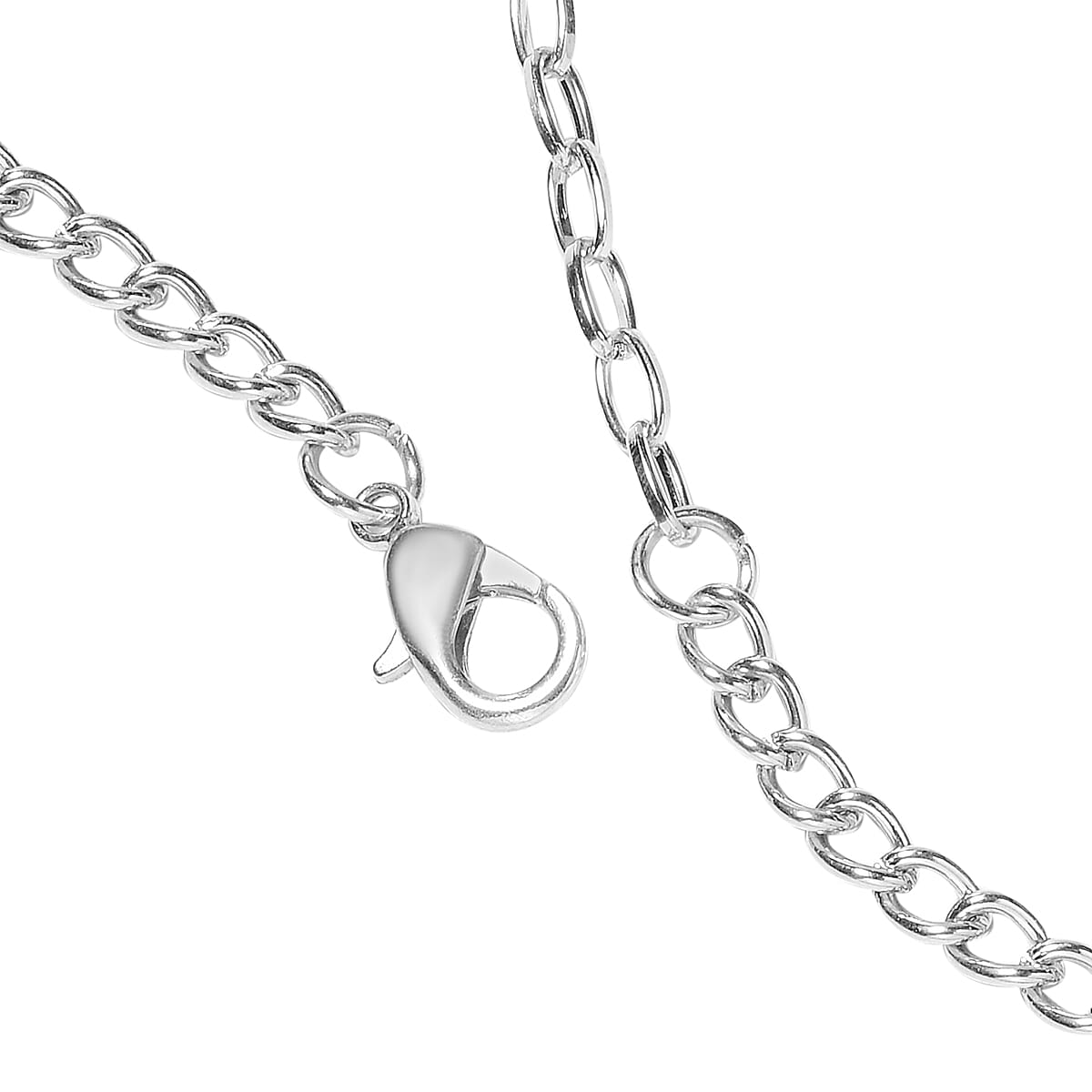 Simulated Diamond (Pear), White Austrian Crystal Necklace (Size 20 with 4 inch Extender) and Earrings (with Push Back) in Silver Plated