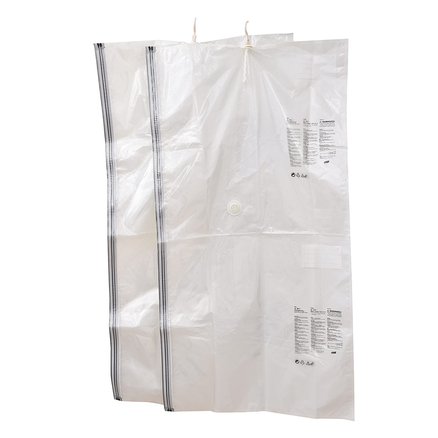 Set of 2 : Extra Large Heavy Duty Storage Solution - Hanging Vacuum Bag With Multiple Hanger Slots (Size 130x70x38 Cm)