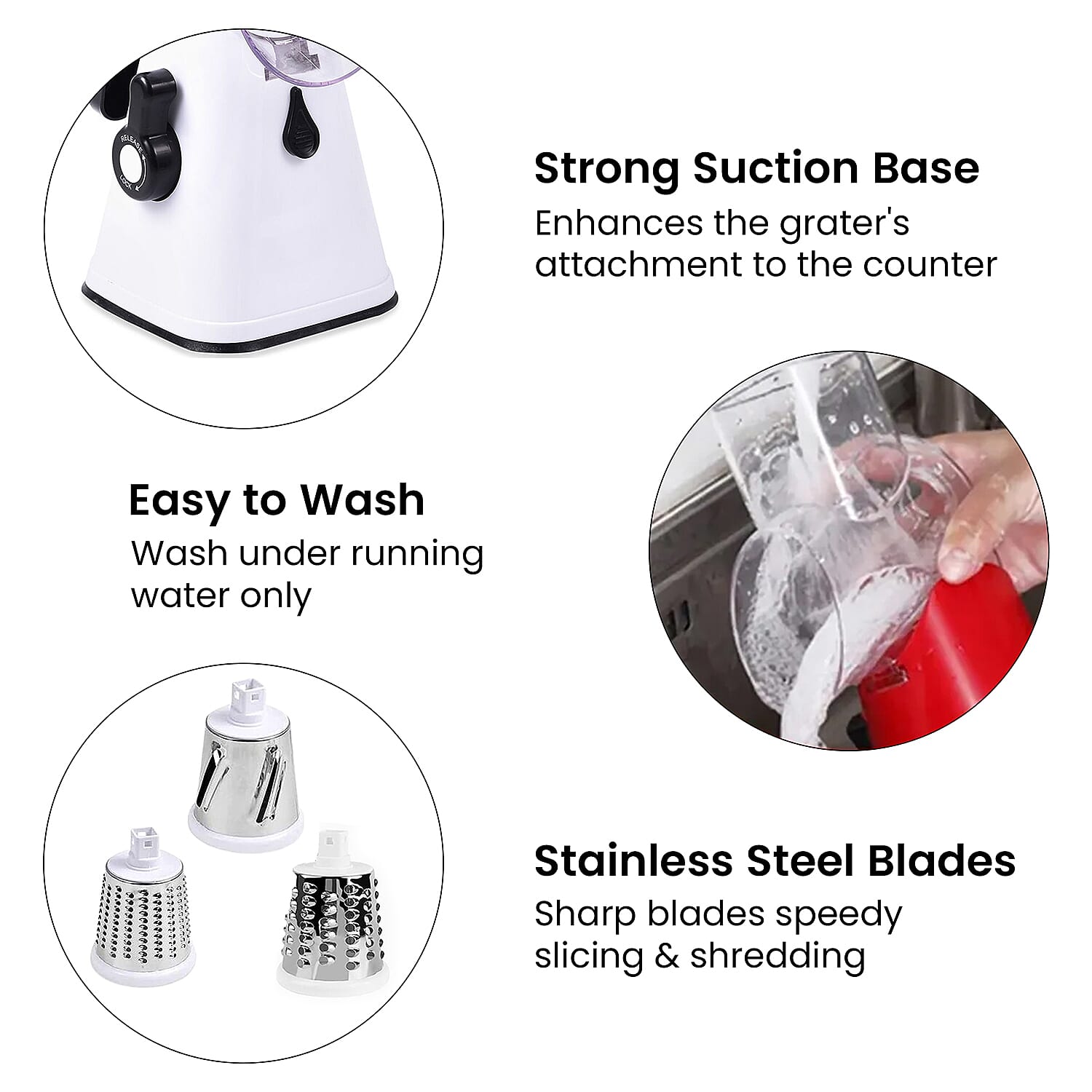 Whizzy Chopper - 3 in 1 Cheese. Vegetable and Fruit Slicer with One Slicing, Shredding and Grating Blade (Size 28x18x14 Cm) - White