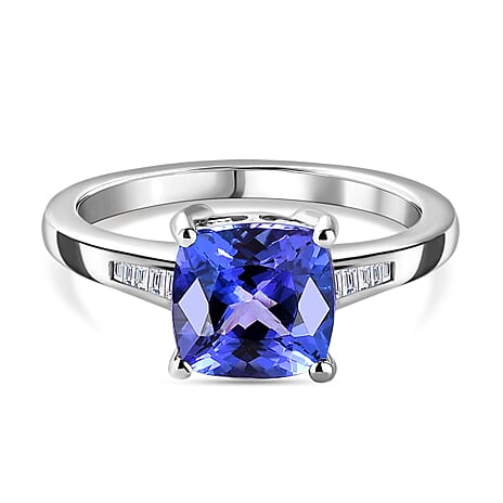 RHAPSODY 950 Platinum AAAA Tanzanite & Diamond (VS-E-F) Ring 2.86 Ct, Platinum Wt. 5.47 Gms