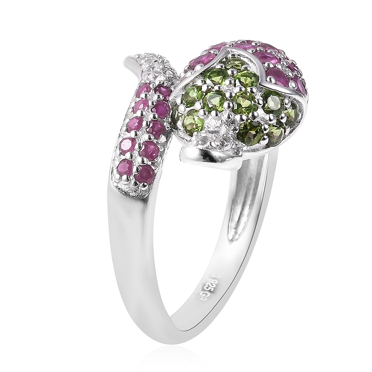 Special GP Chilli Pepper Collection - African Ruby (FF), Multi Gemstone Ring in Rhodium Overlay Sterling Silver 4.15 Ct.