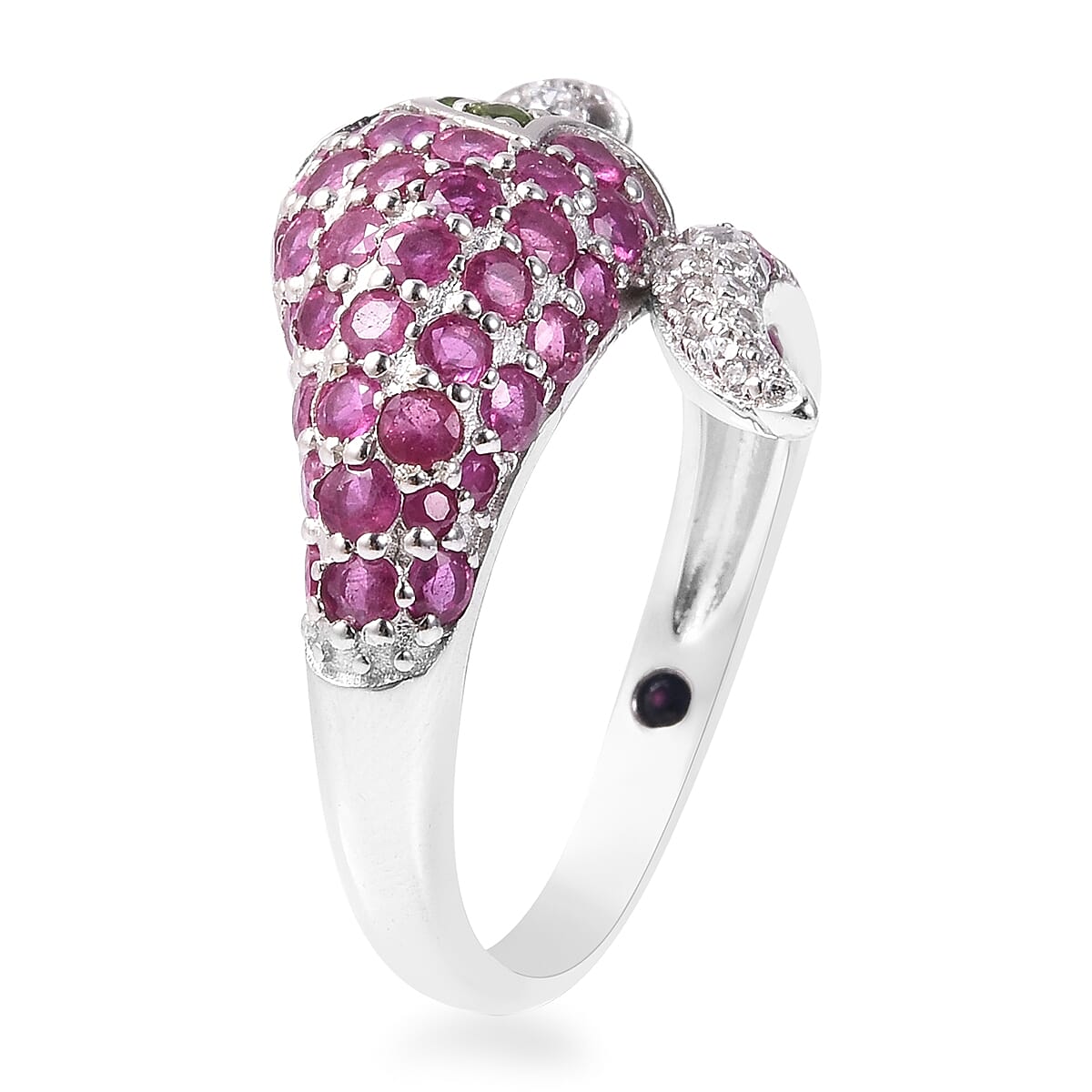 Special GP Chilli Pepper Collection - African Ruby (FF), Multi Gemstone Ring in Rhodium Overlay Sterling Silver 4.15 Ct.